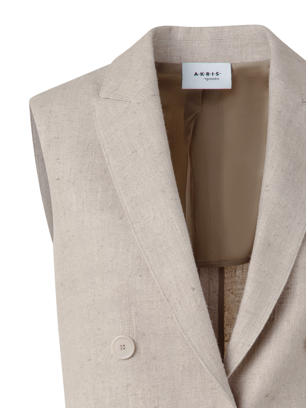 Designer Zweireihige Weste aus Leinen - Beige