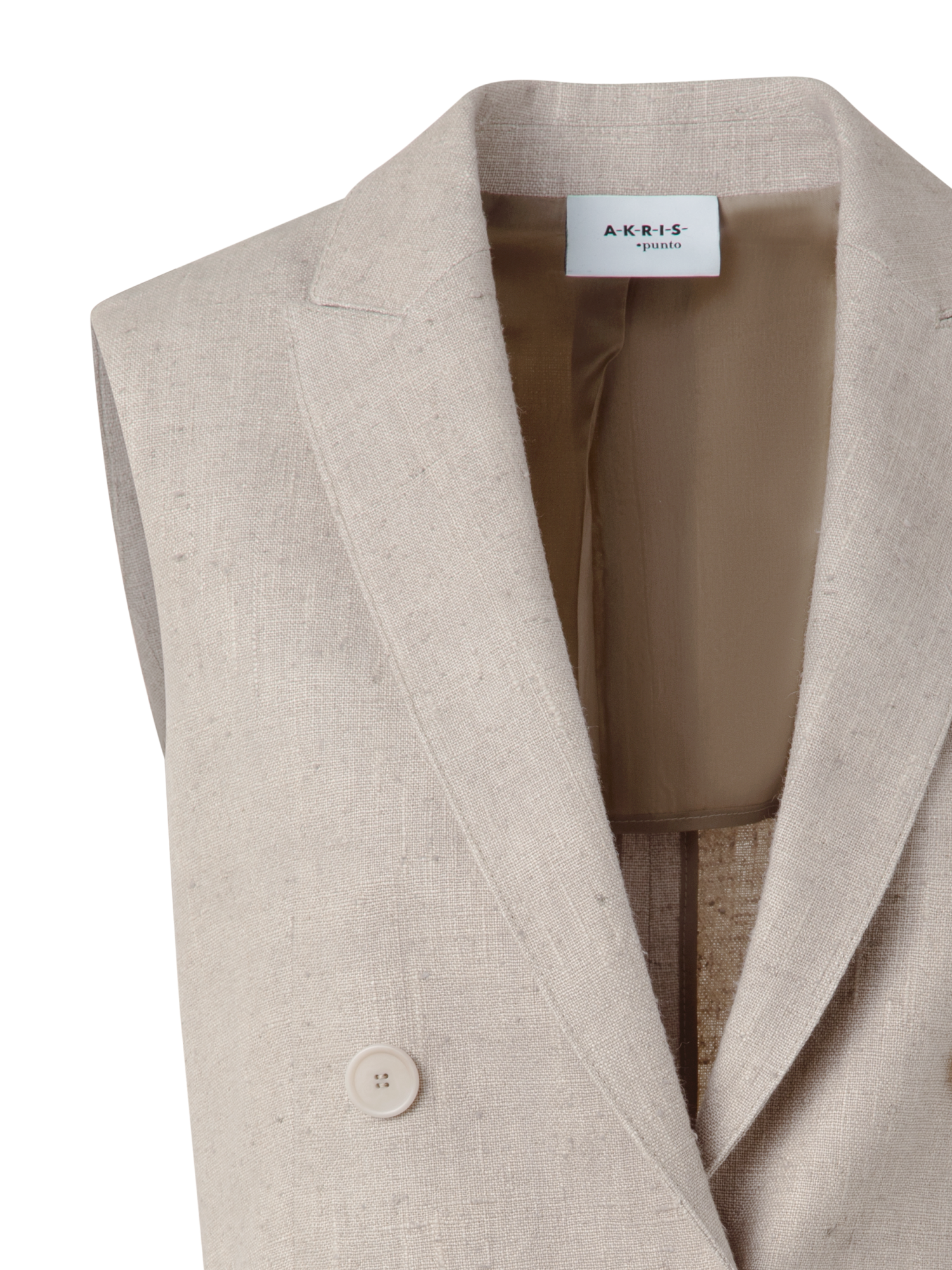 Designer Zweireihige Weste aus Leinen - Beige