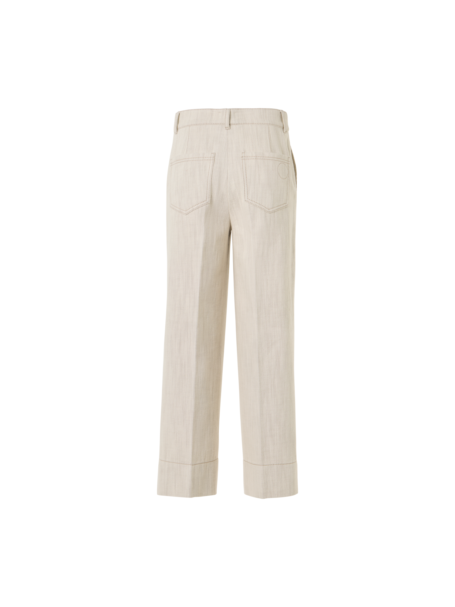 Designer Verkürzte weite Denim-Hose mit hohem Bund - Ecru