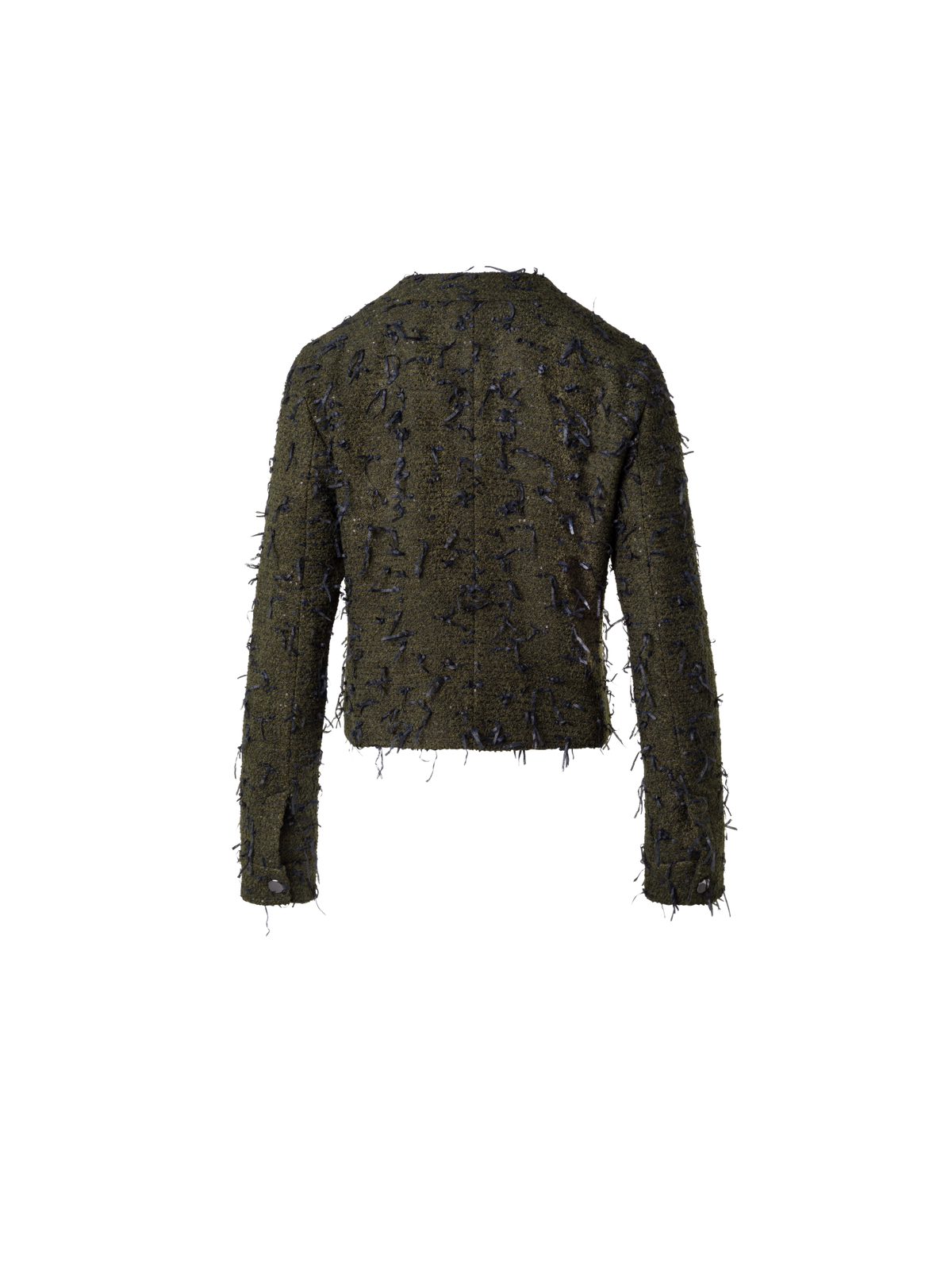 Designer Kurze Bouclé-Jacke mit Pailletten - Grün - Bunt