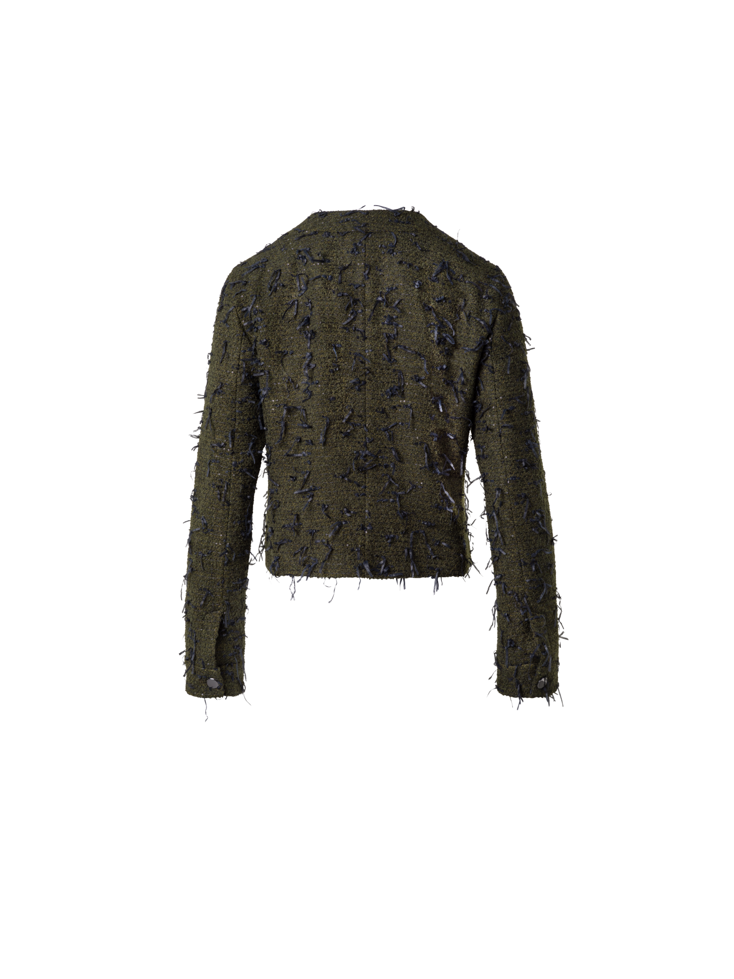 Designer Kurze Bouclé-Jacke mit Pailletten - Grün - Bunt