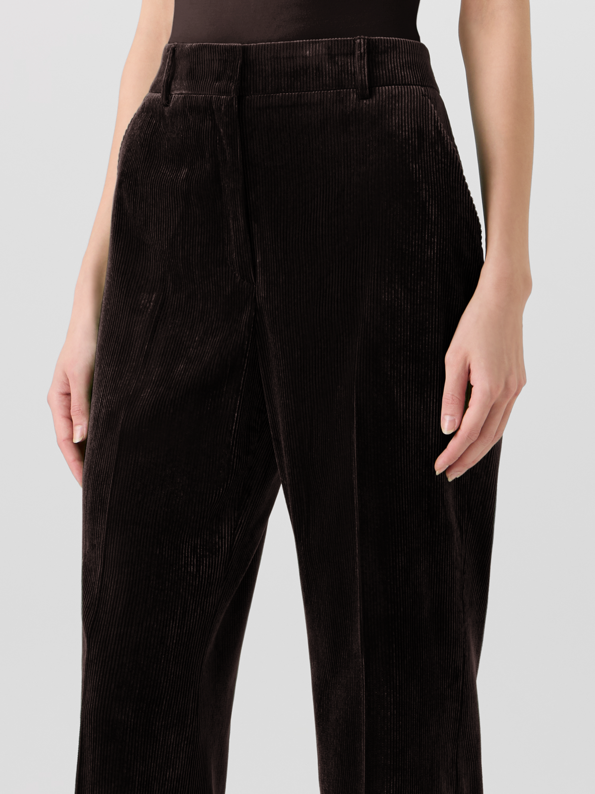 Designer Weite Hose aus fliessendem Cord - Braun 