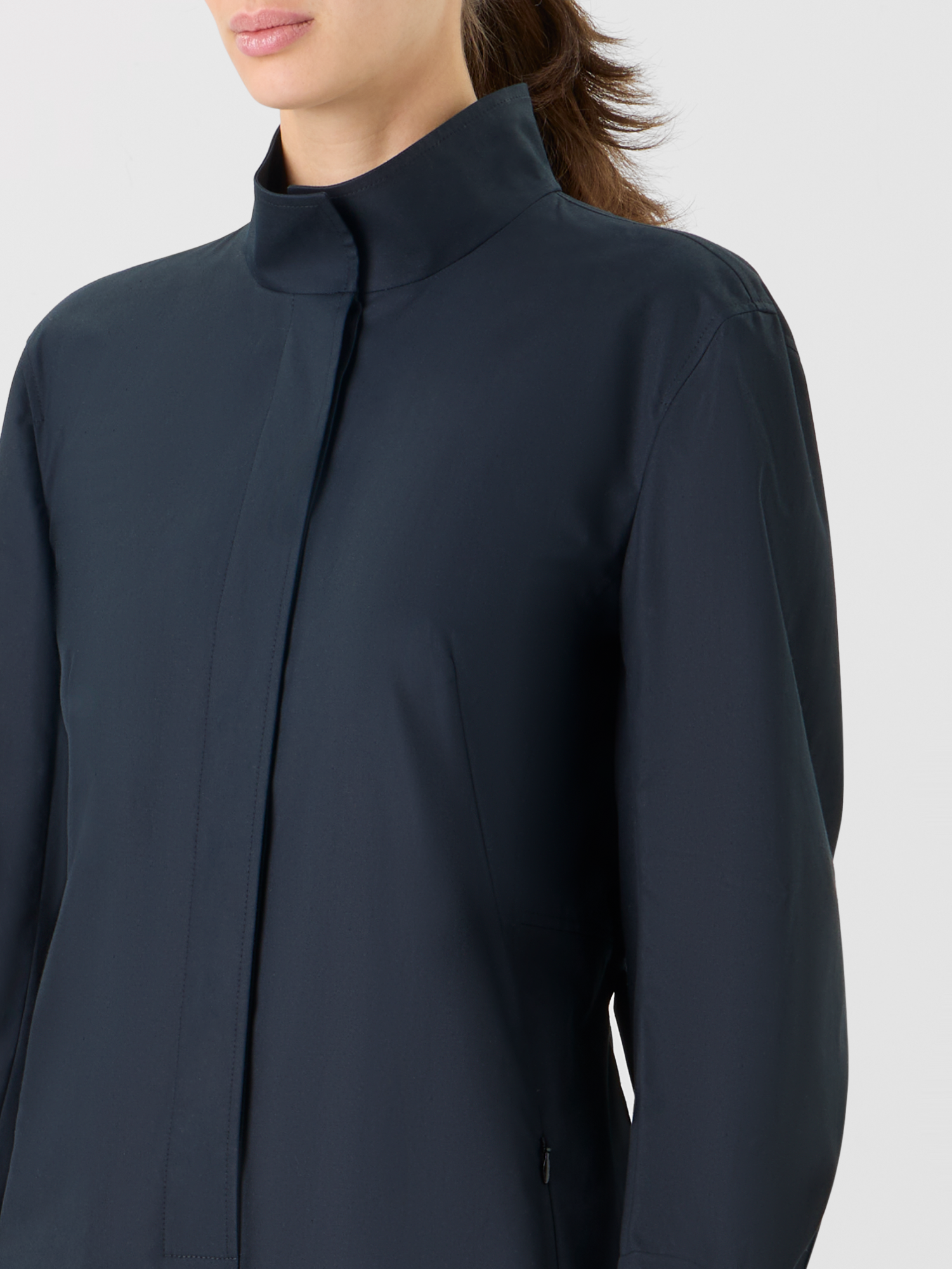 Designer Hemdblusenkleid aus Baumwoll-Gabardine - Schwarz 