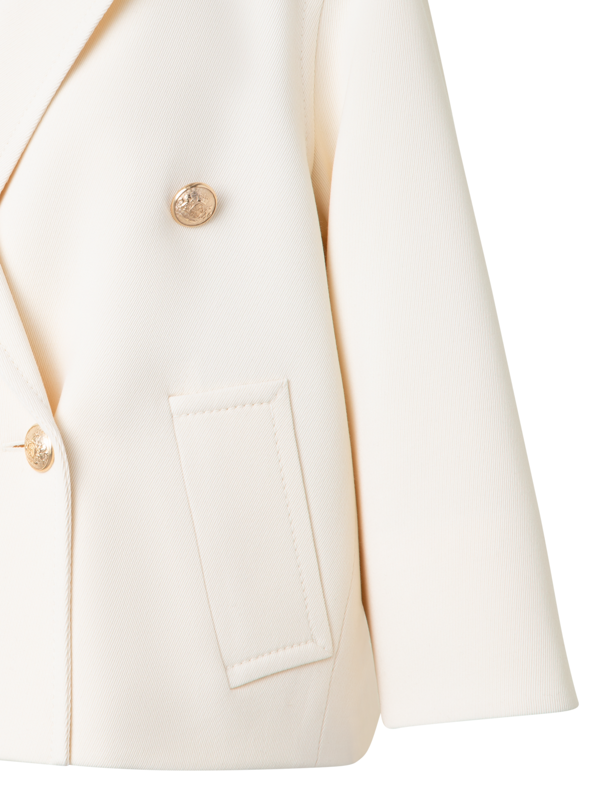 Designer Kurzmantel aus Wolle mit goldenen Knöpfen - Ecru - Weiss