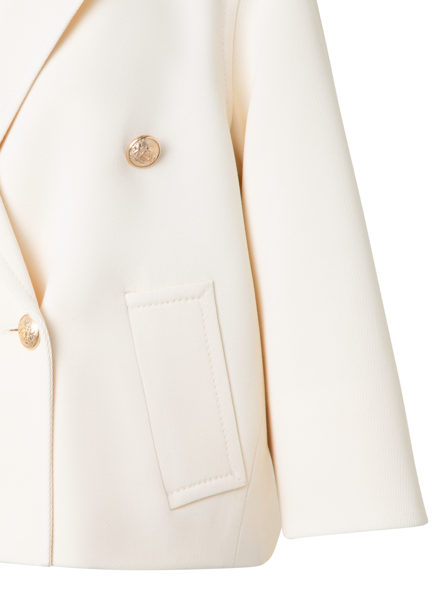 Designer Kurzmantel aus Wolle mit goldenen Knöpfen - Ecru - Weiss