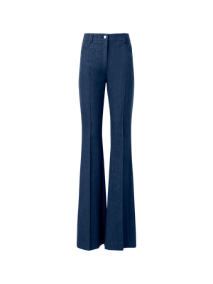Designer Schlaghose aus Denim Stretch-Baumwolle - Dunkelblau - Blau
