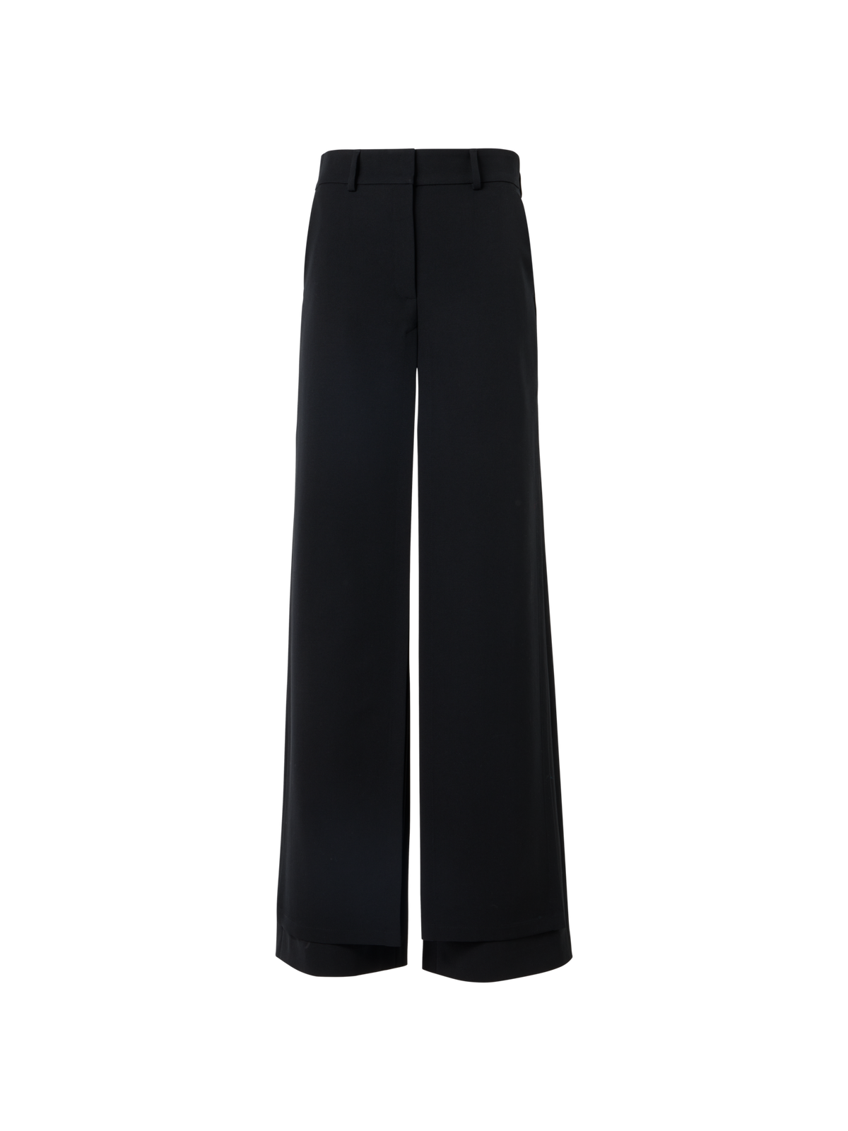 Designer Weite Hose aus Wollgabardine mit Überwurf vorne - Schwarz