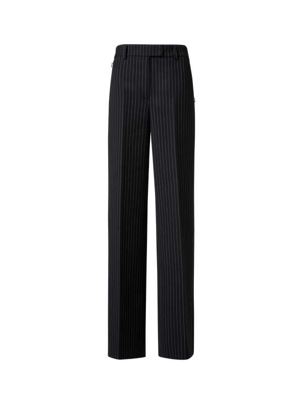 Designer Weite Hose aus Doubleface mit Nadelstreifen - Grau