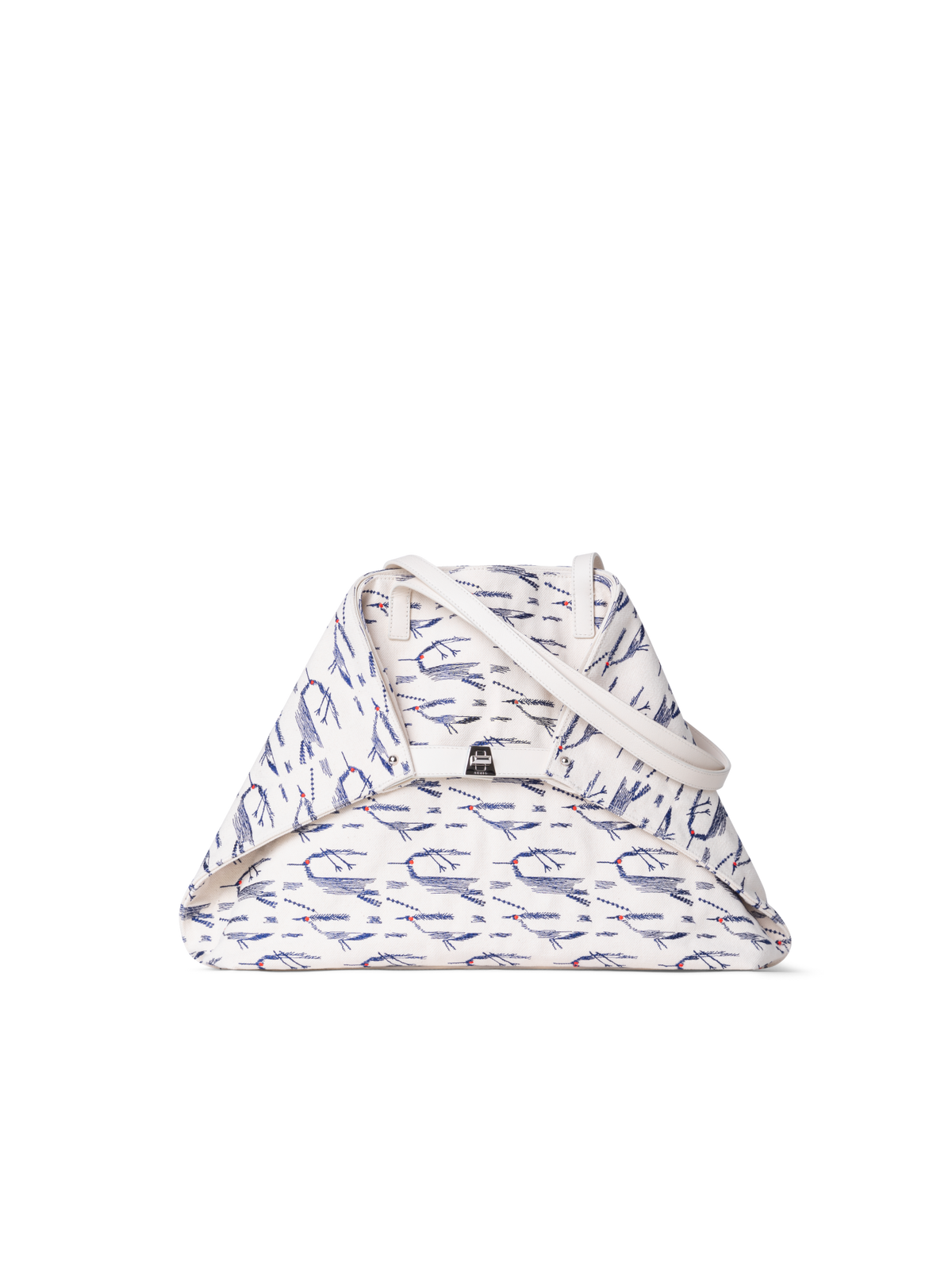 Designer Ai Medium Shoulder Tote - Weiss - Blau - Bunt - Ecru