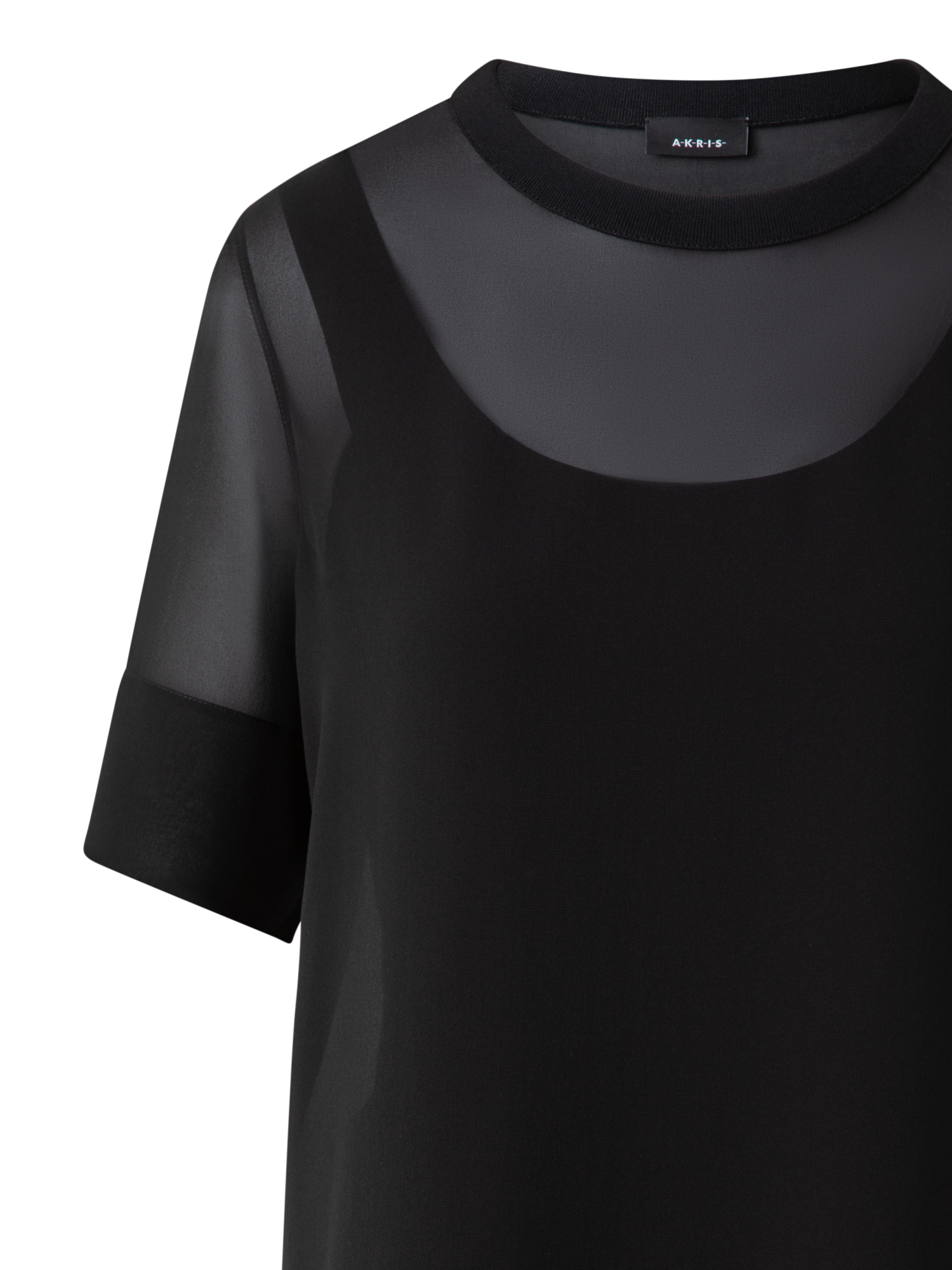 Designer Transparente Seiden-Tunikabluse - Schwarz