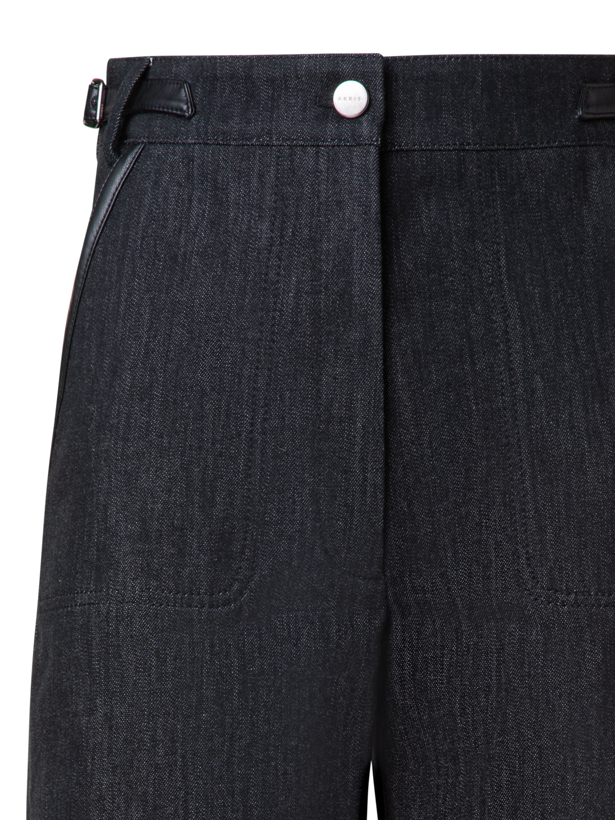 Designer Lange Bermudashorts aus Baumwoll-Denim-Stretch - Schwarz