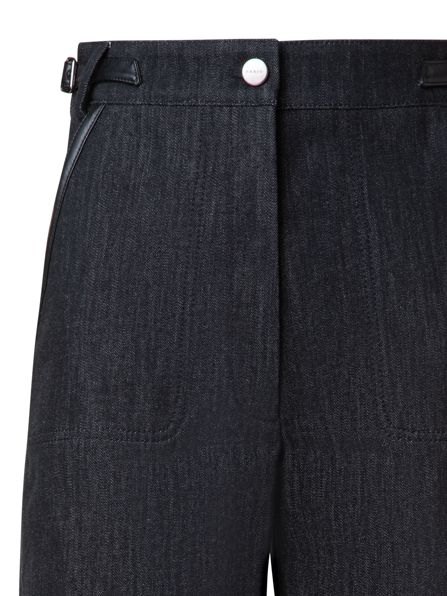 Designer Lange Bermudashorts aus Baumwoll-Denim-Stretch - Schwarz