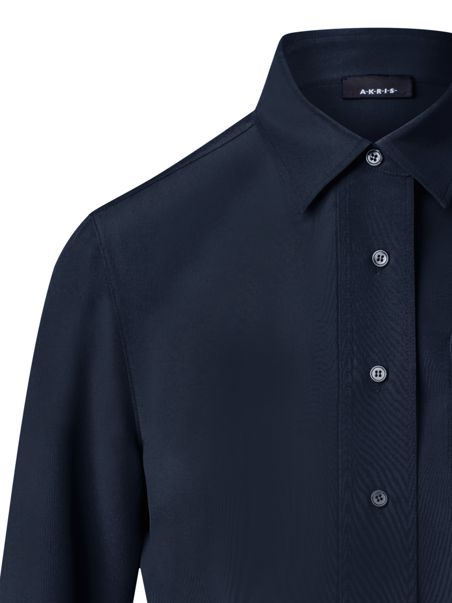 Designer Seidenbluse aus Seiden-Crêpe - Dunkelblau - Blau