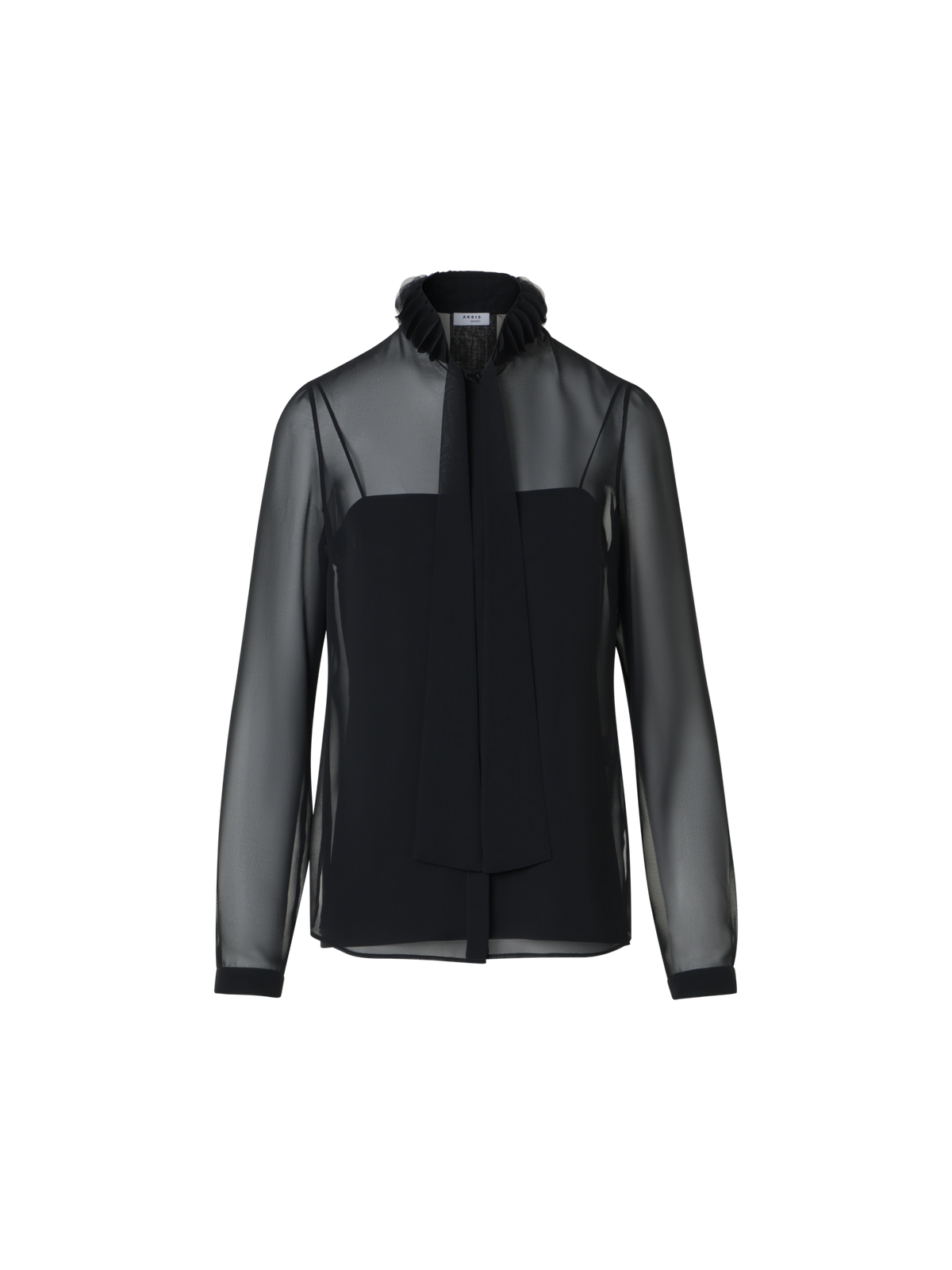 Designer Georgette-Bluse mit 3D-Punktverzierung - Schwarz