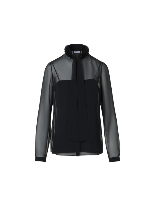 Designer Georgette-Bluse mit 3D-Punktverzierung - Schwarz