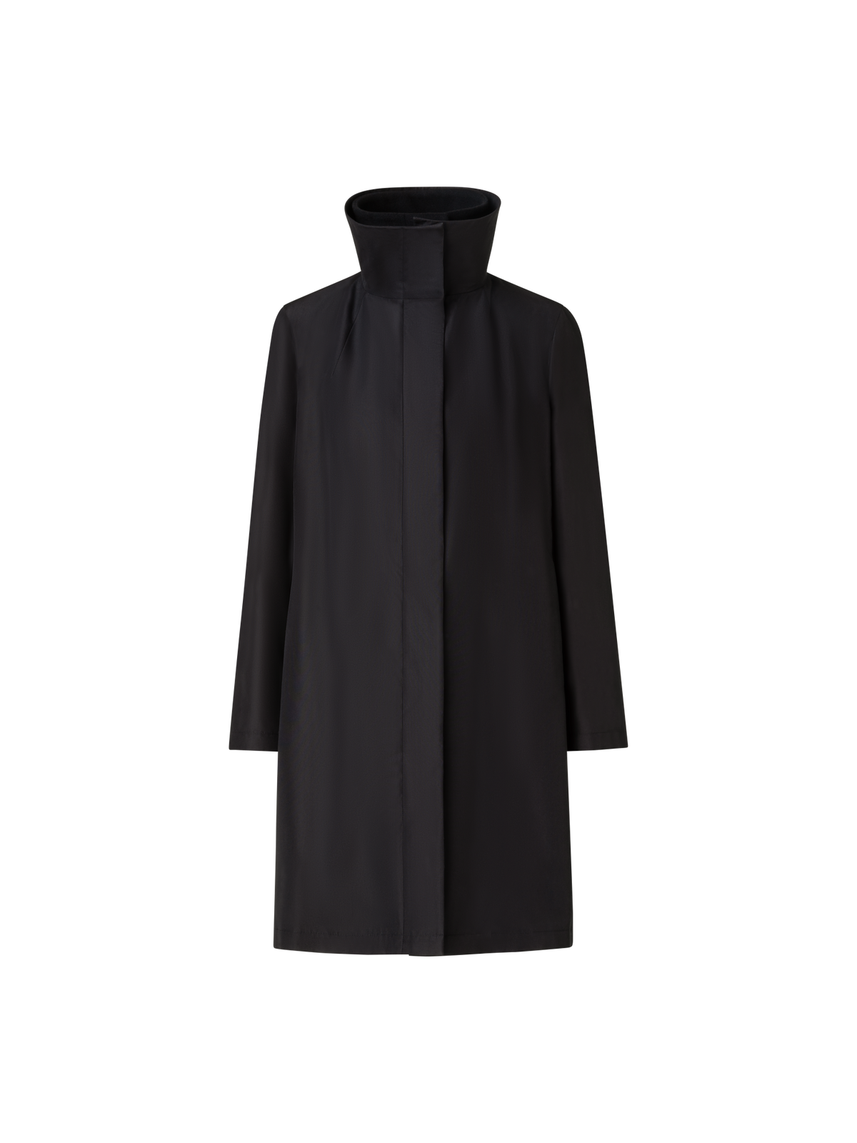 Designer Doppellagiger Mantel: Seide und Angora-Kaschmir - Schwarz