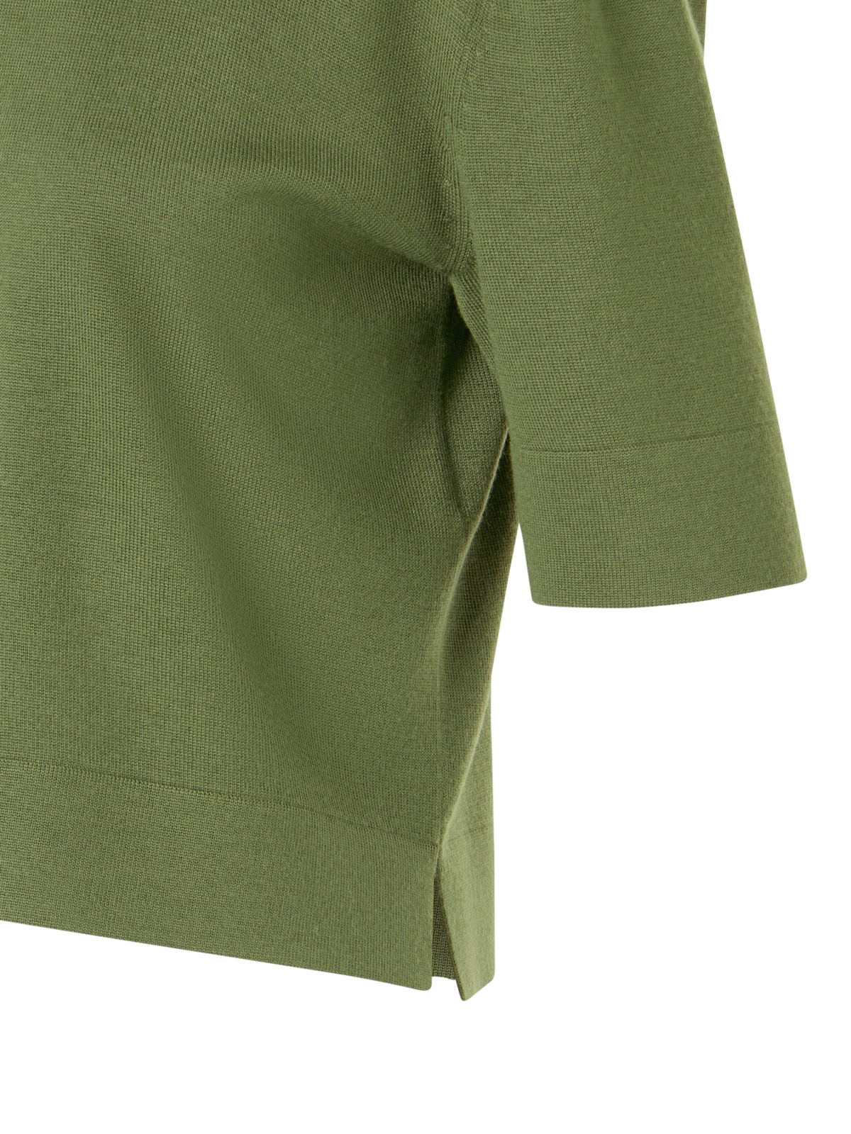 Designer Kurzärmelige Strick-Polojacke aus Merinowolle - Grün
