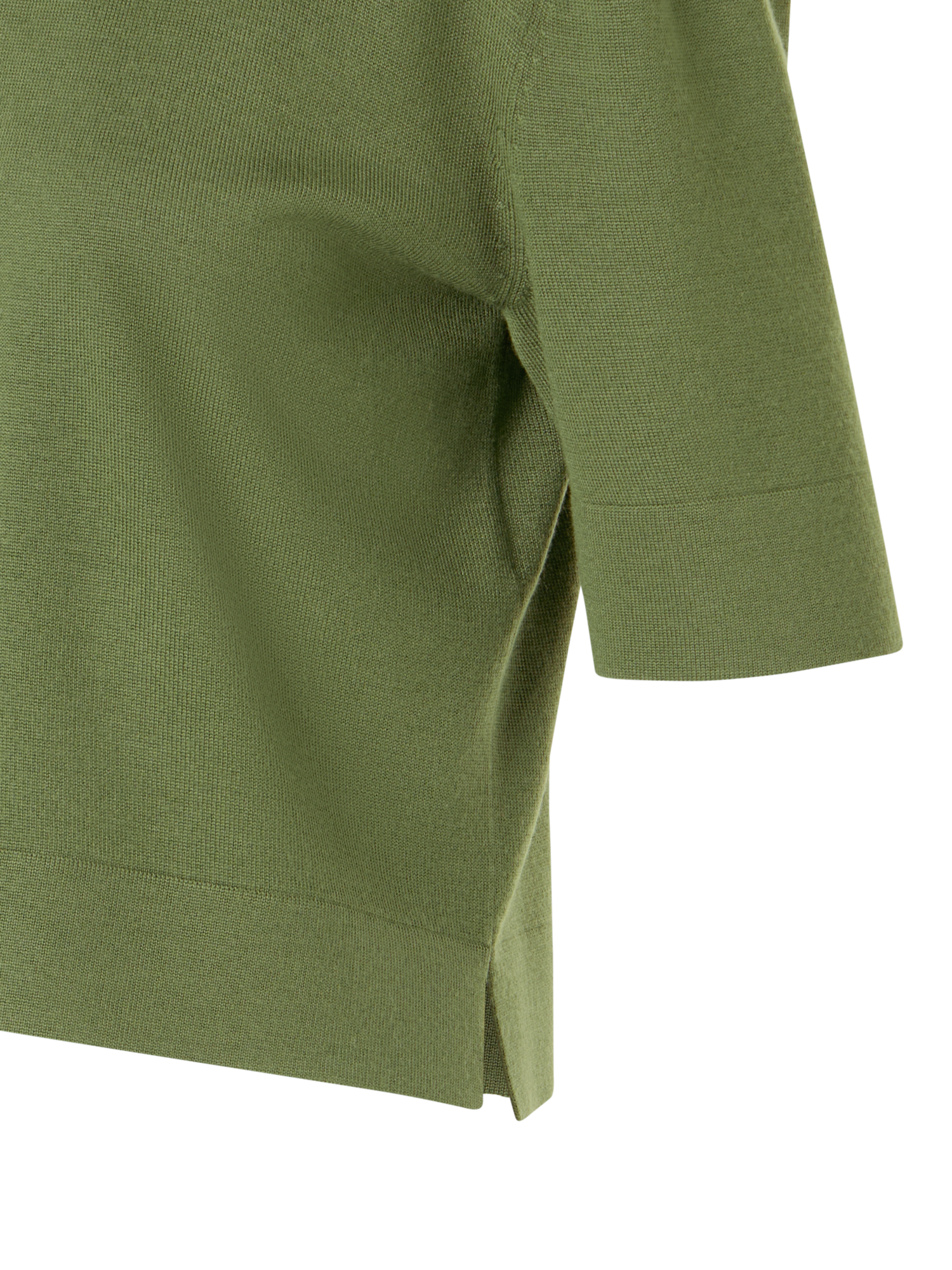 Designer Kurzärmelige Strick-Polojacke aus Merinowolle - Grün