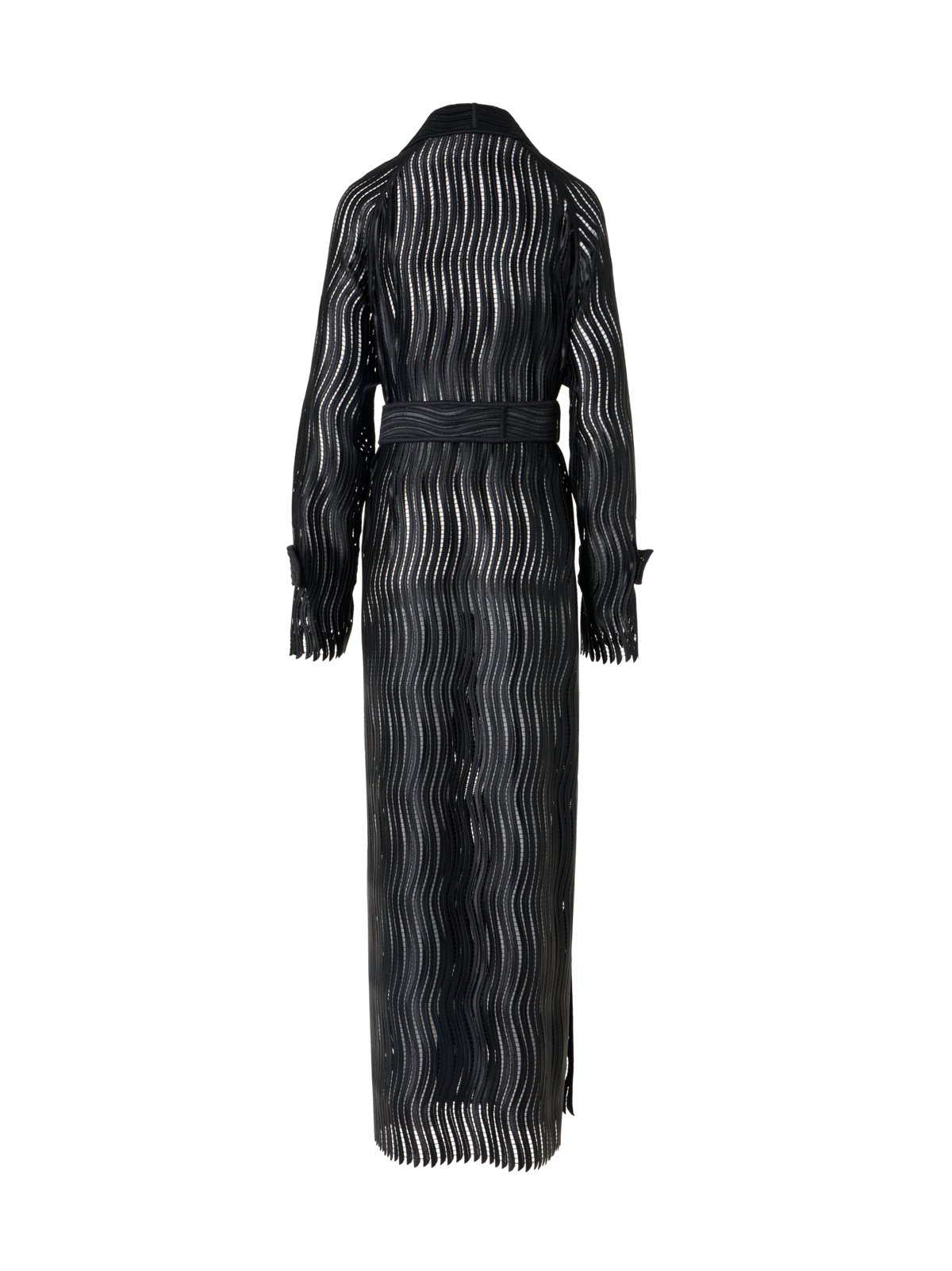 Designer Estelle langer Mantel aus Wave-Guipure - Schwarz