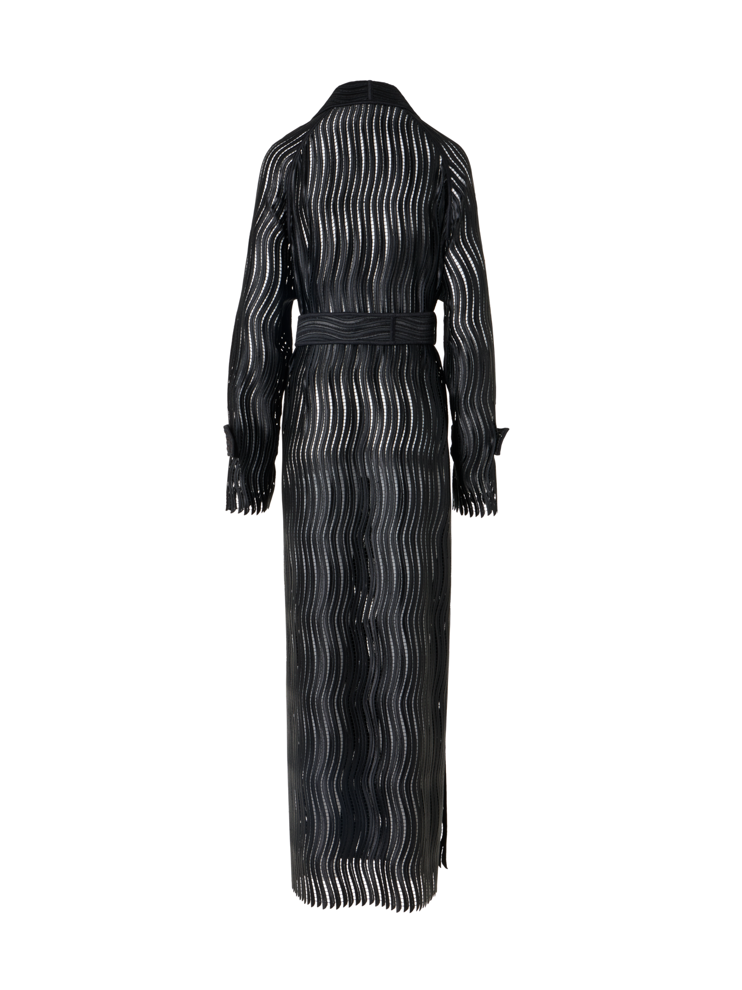 Designer Estelle langer Mantel aus Wave-Guipure - Schwarz