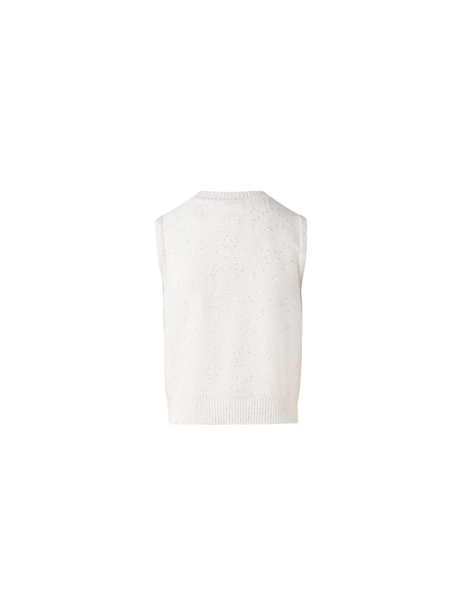 Designer Leinen-Baumwoll-Strick-Top mit Mikro-Pailletten - Beige