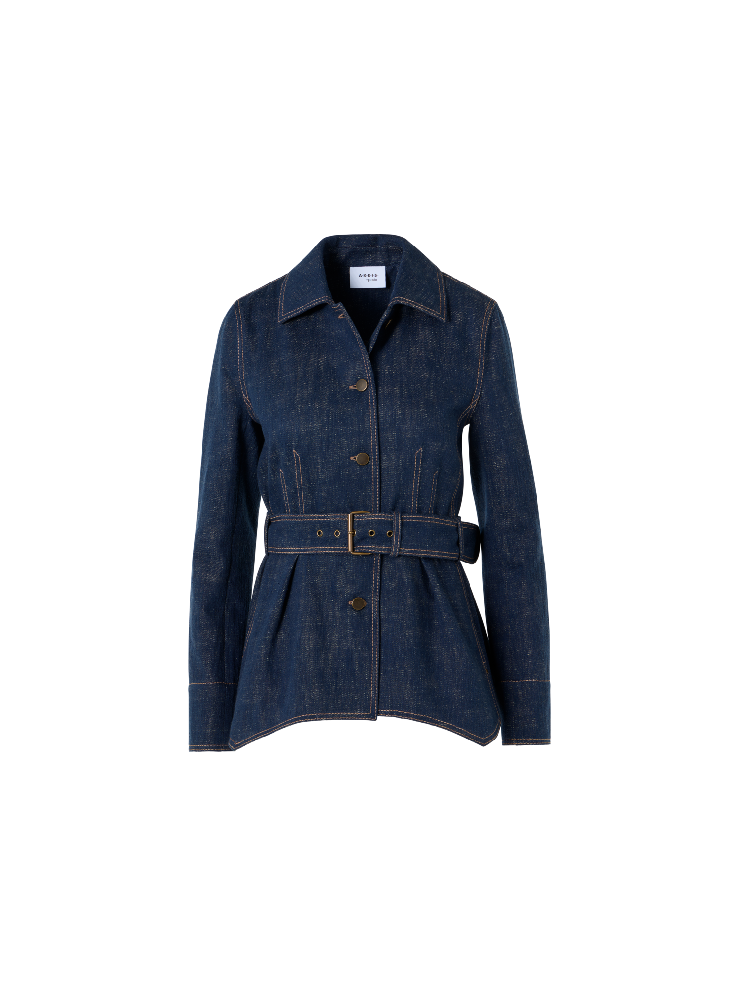Designer Gegürtete Jacke aus Winter-Denim - Dunkelblau