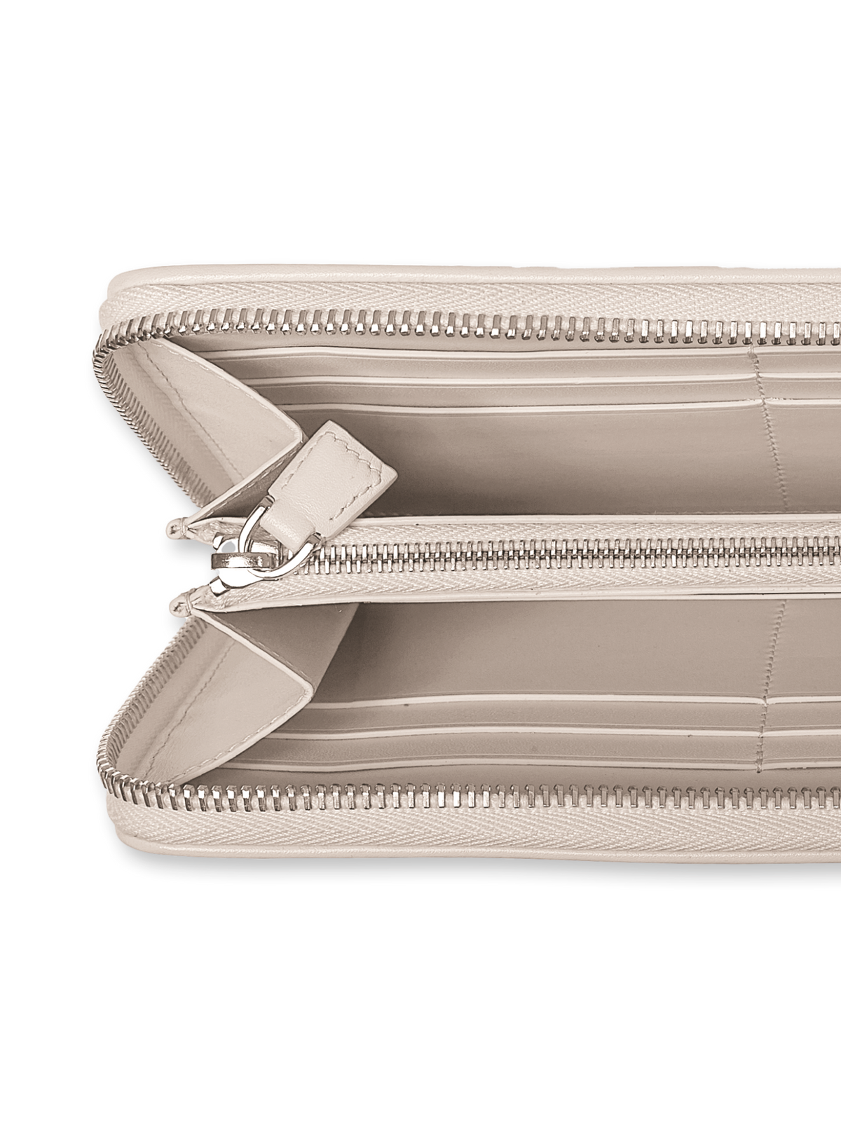 Designer Long zip wallet, 19 x 10 x 2,5 cm - Ecru - Beige