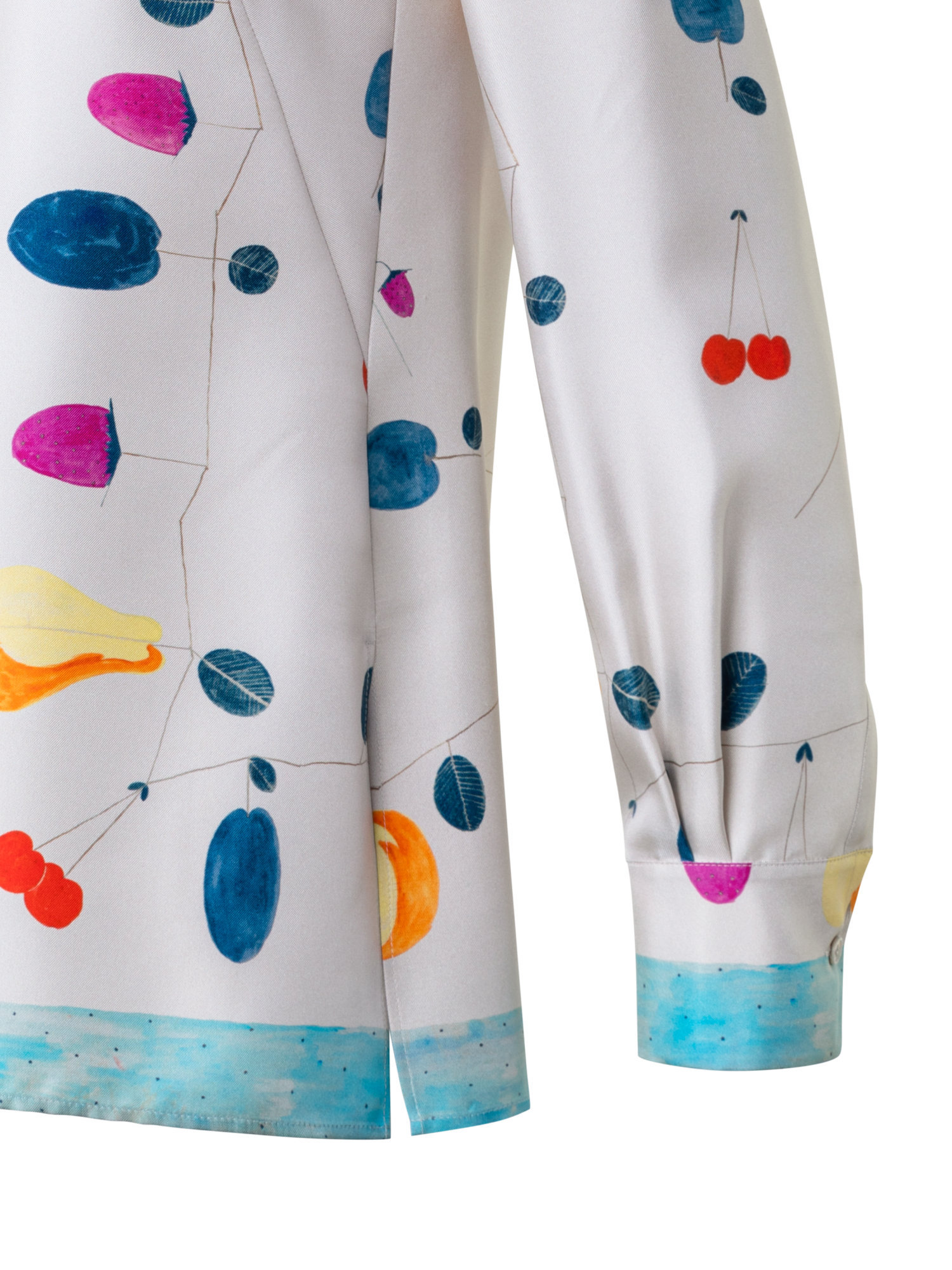 Designer Tunika-Bluse aus Seide mit Fruits Druck - Bunt