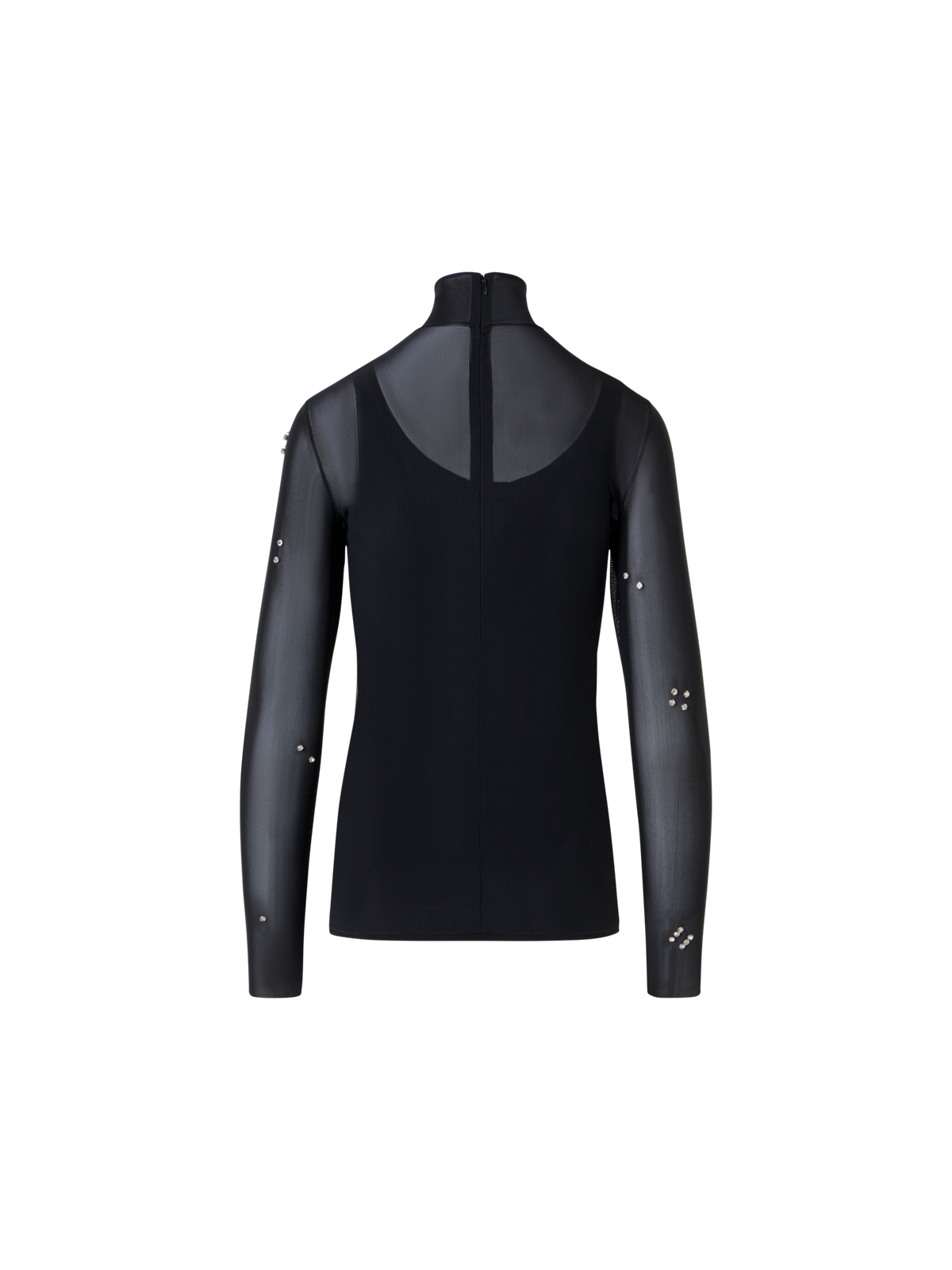 Designer Tüllbluse mit Diamond Dice Dot Verzierung - Schwarz