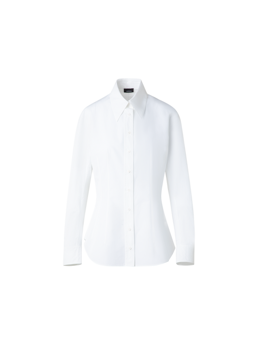 Designer Taillierte Baumwoll-Bluse - Ecru - Weiss