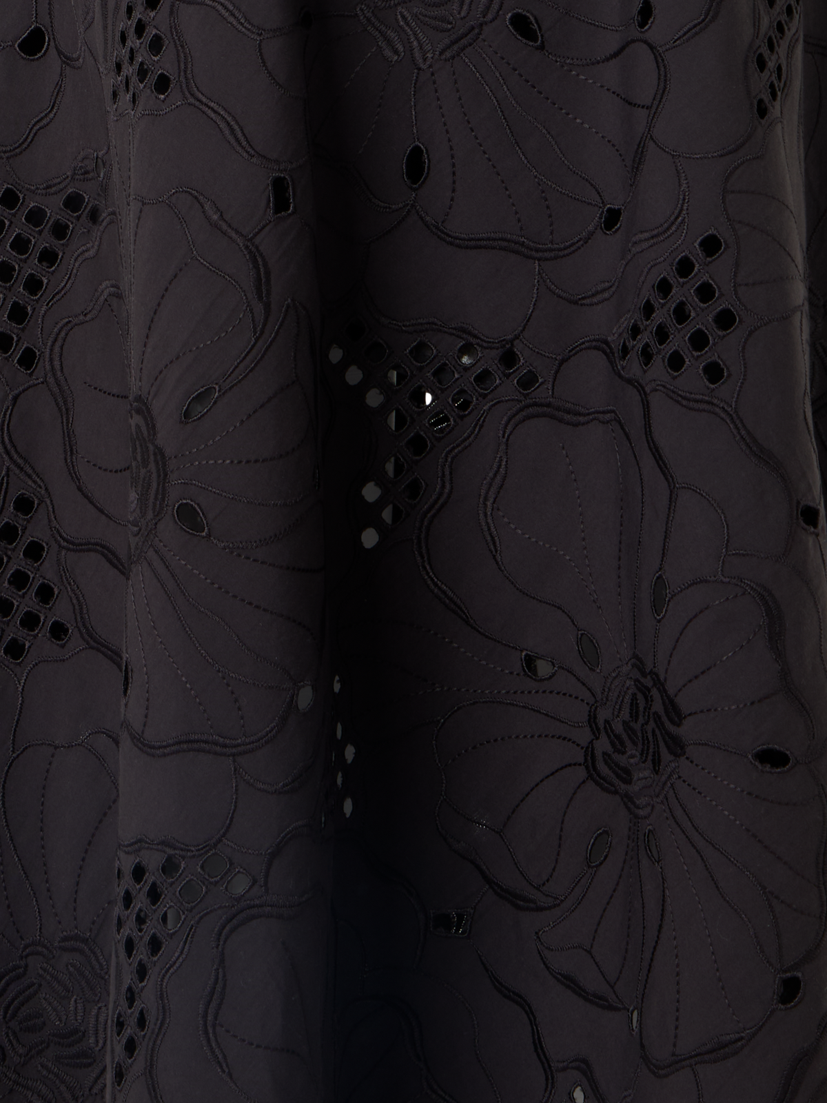 Designer Midikleid mit Blumen-Lochstickerei - Schwarz