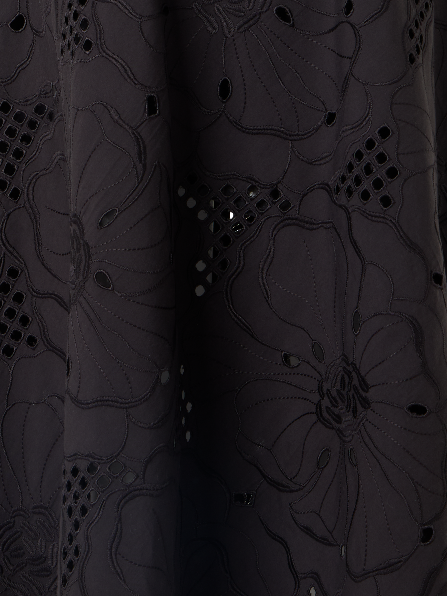 Designer Midikleid mit Blumen-Lochstickerei - Schwarz