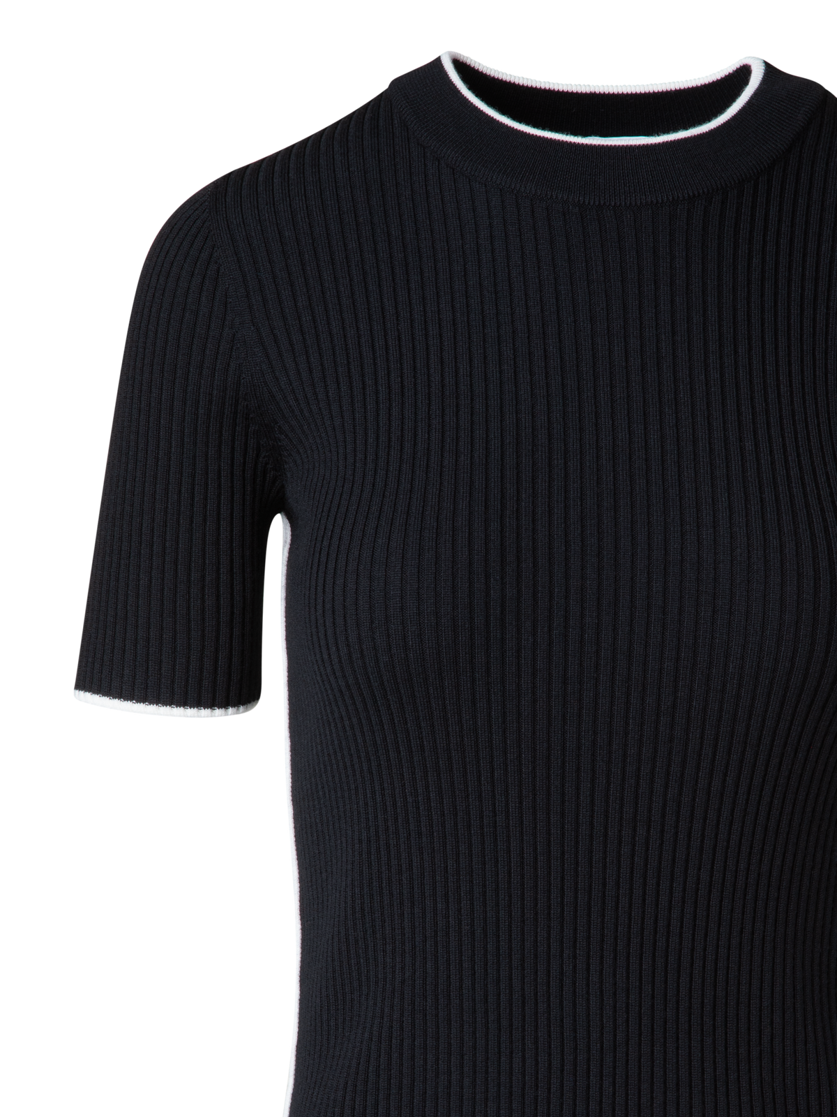 Designer Kurzarmpullover aus Virgin Wool - Schwarz