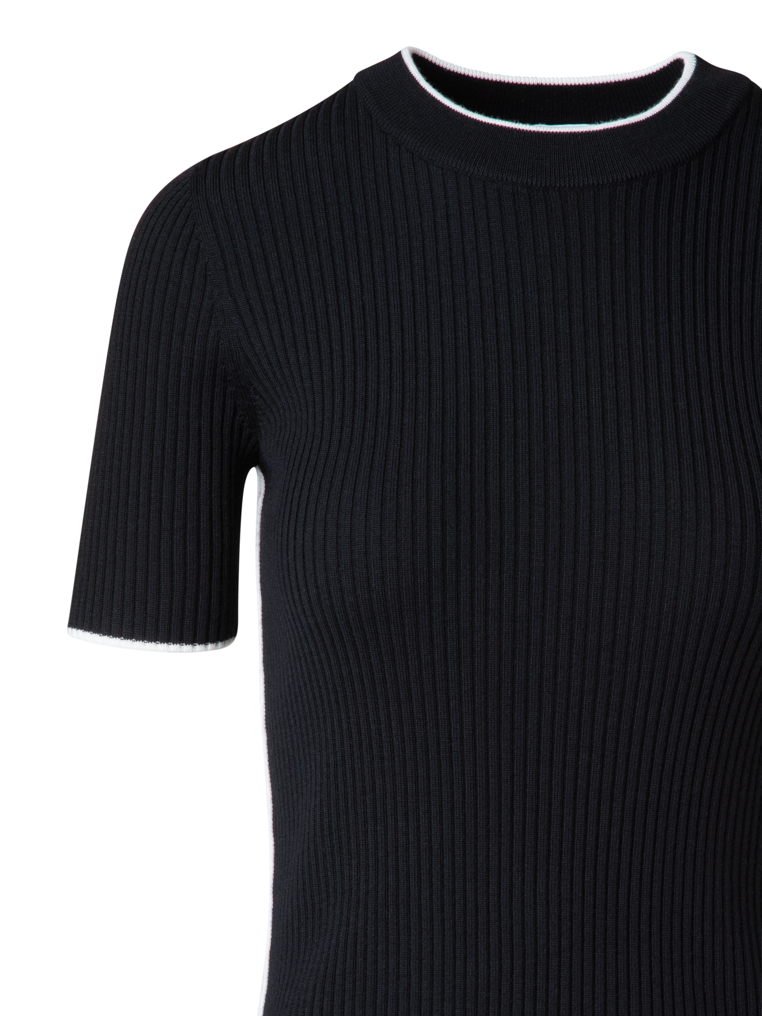 Designer Kurzarmpullover aus Virgin Wool - Schwarz