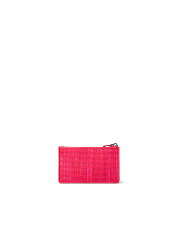 Designer Kartenetui aus Rosshaar und Leder - Rot