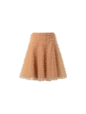 Designer Kurzer A-Linien-Tüll-Rüschenrock - Beige