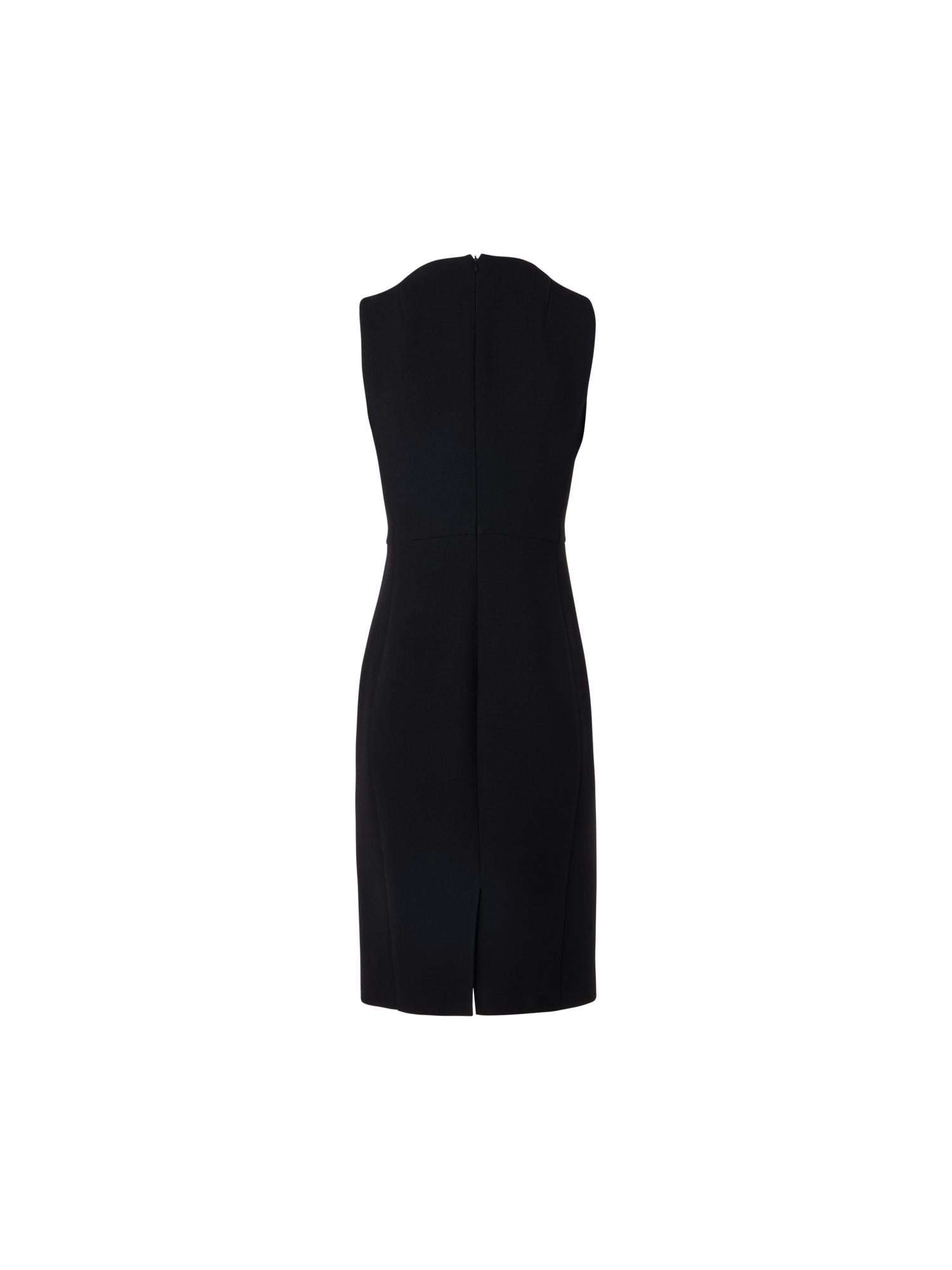 Designer Ärmelloses Etuikleid aus Wollkrepp-Doubleface - Schwarz