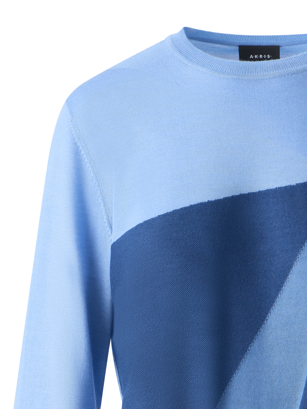Designer Pullover aus Kaschmir-Seide mit Sunbeam-Intarsienmuster - Blau - Bunt