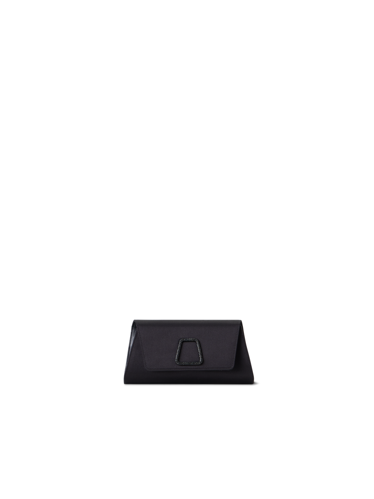 Designer Anouk Mini Trapez-Clutch aus Seidensatin - Schwarz