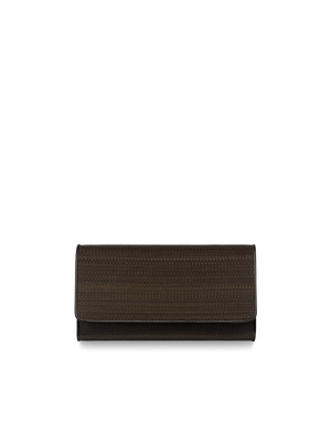 Designer Long Over Flap Wallet in Horshair, 19.2 x 10.6 x 3.2 cm - Braun