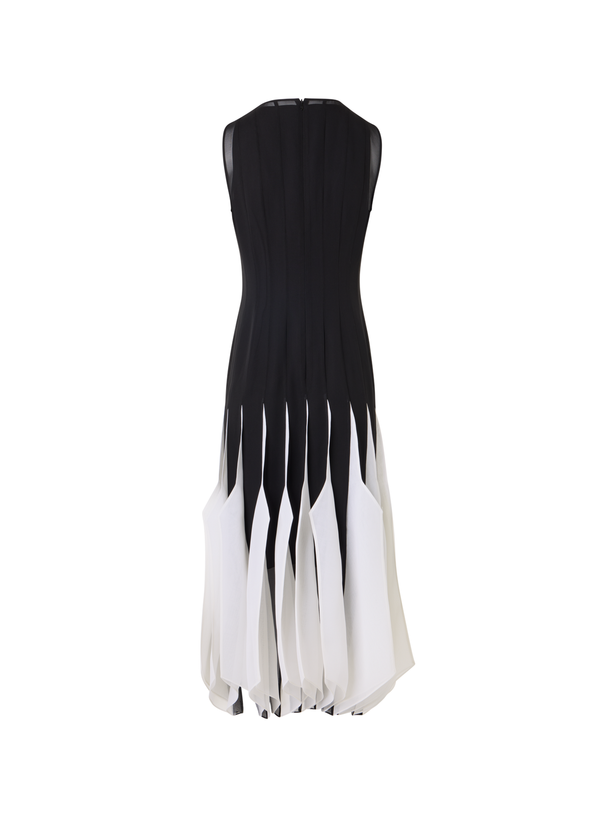 Designer Midikleid aus Seide mit High-Plains-Einsätzen - Schwarz