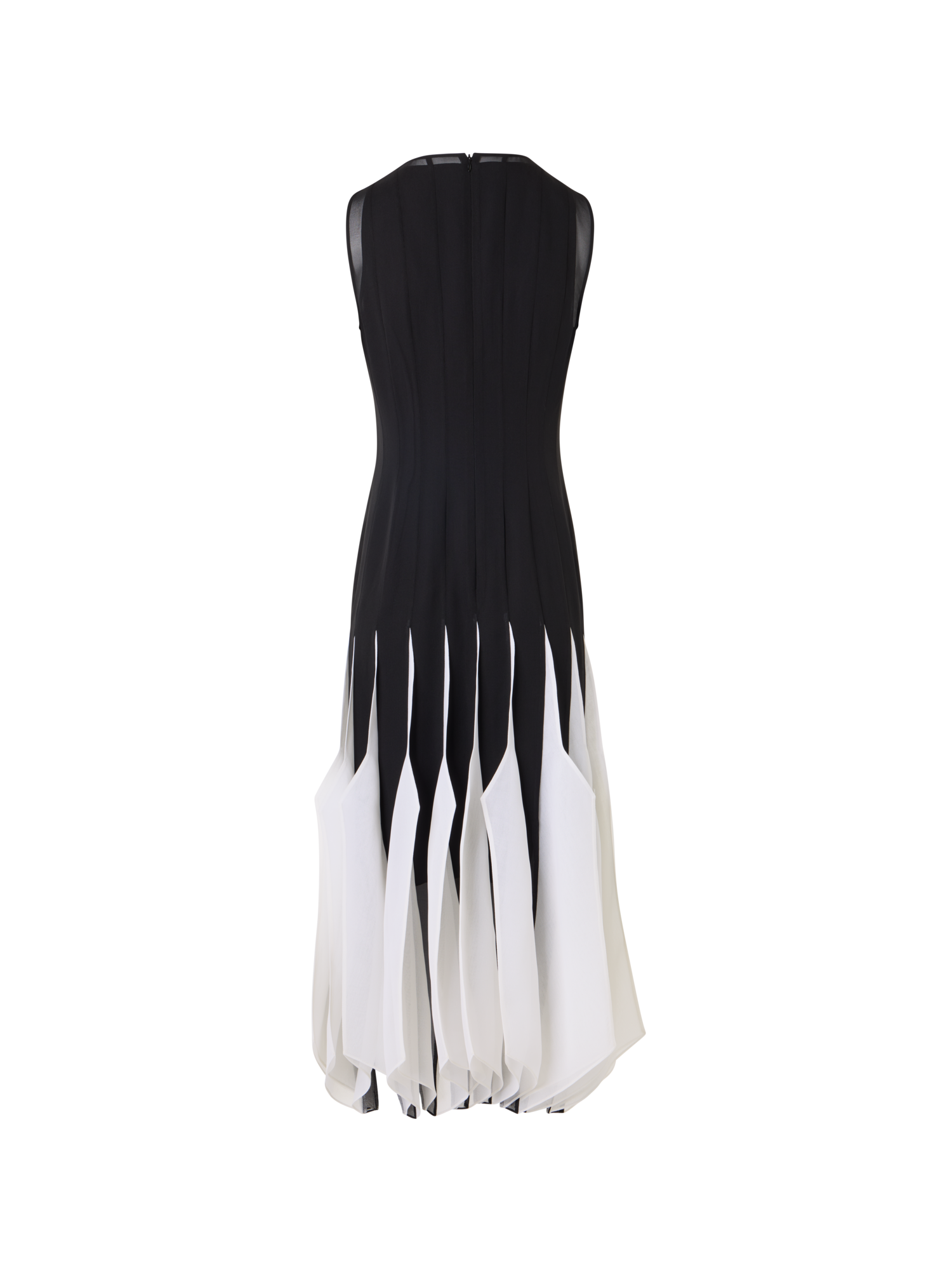 Designer Midikleid aus Seide mit High-Plains-Einsätzen - Schwarz