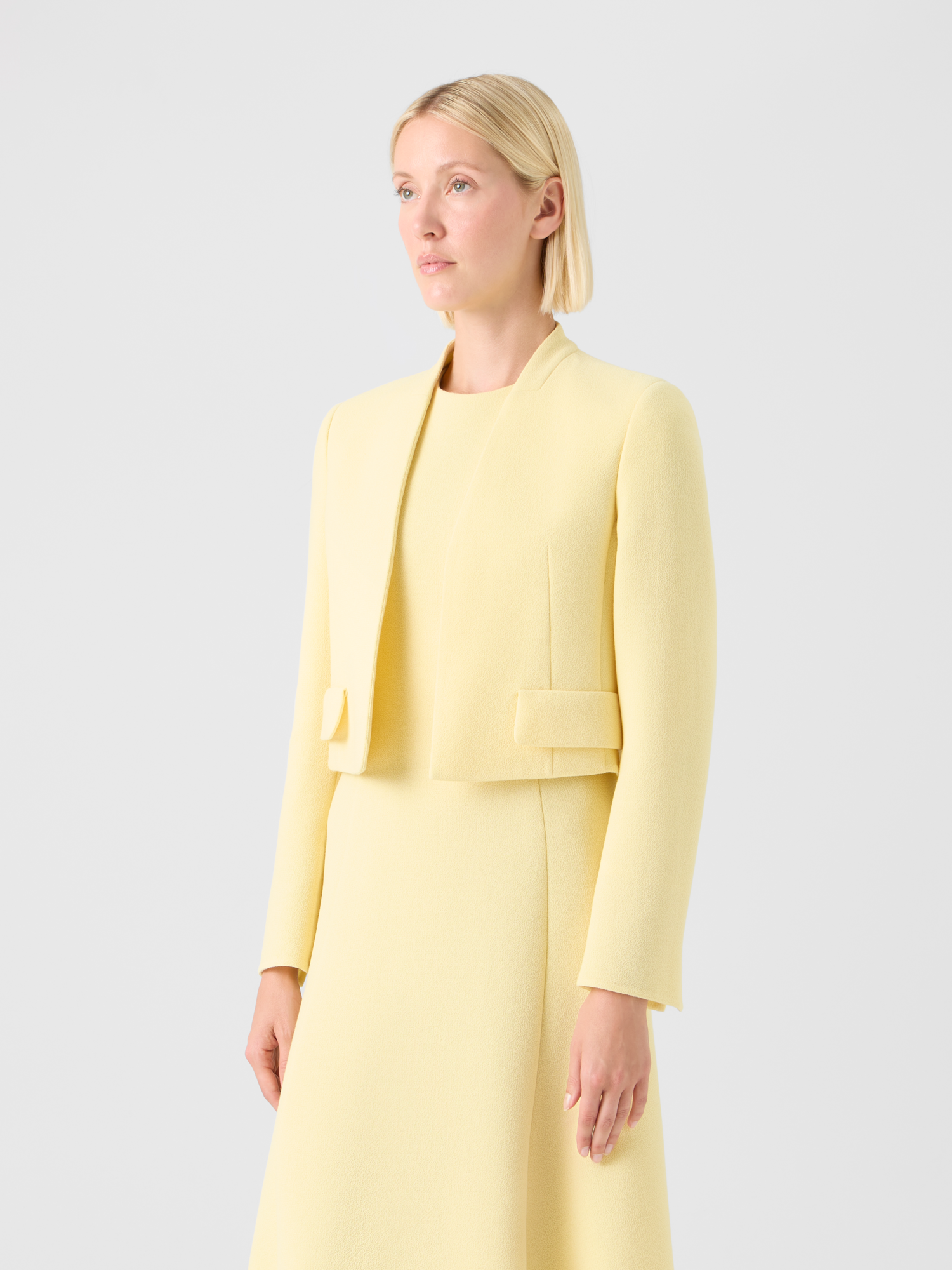 Designer Kurze Jacke aus Woll-Crêpe Doubleface - Gelb 