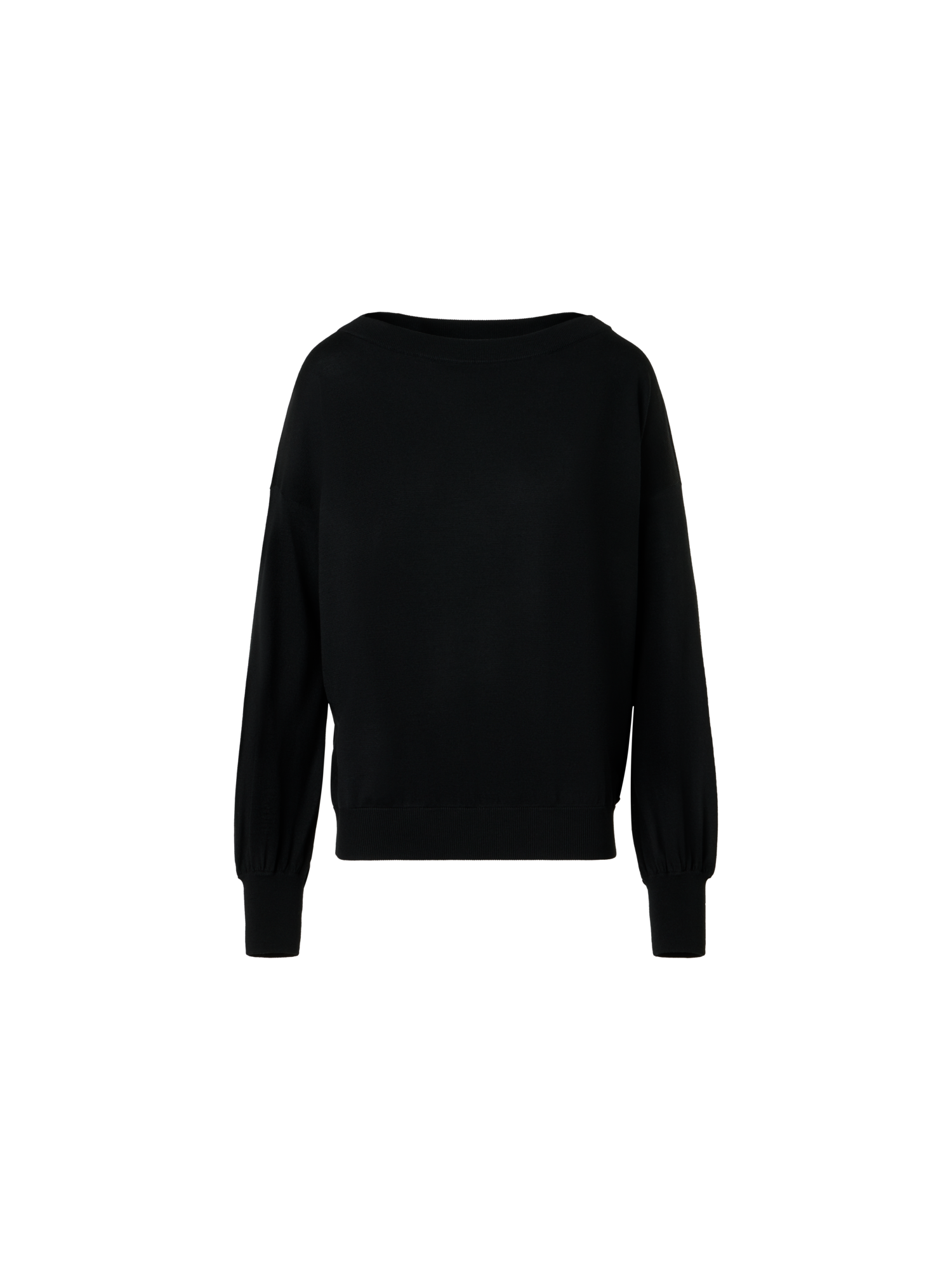 Designer Schulterfreier Pullover aus Merinowolle - Schwarz