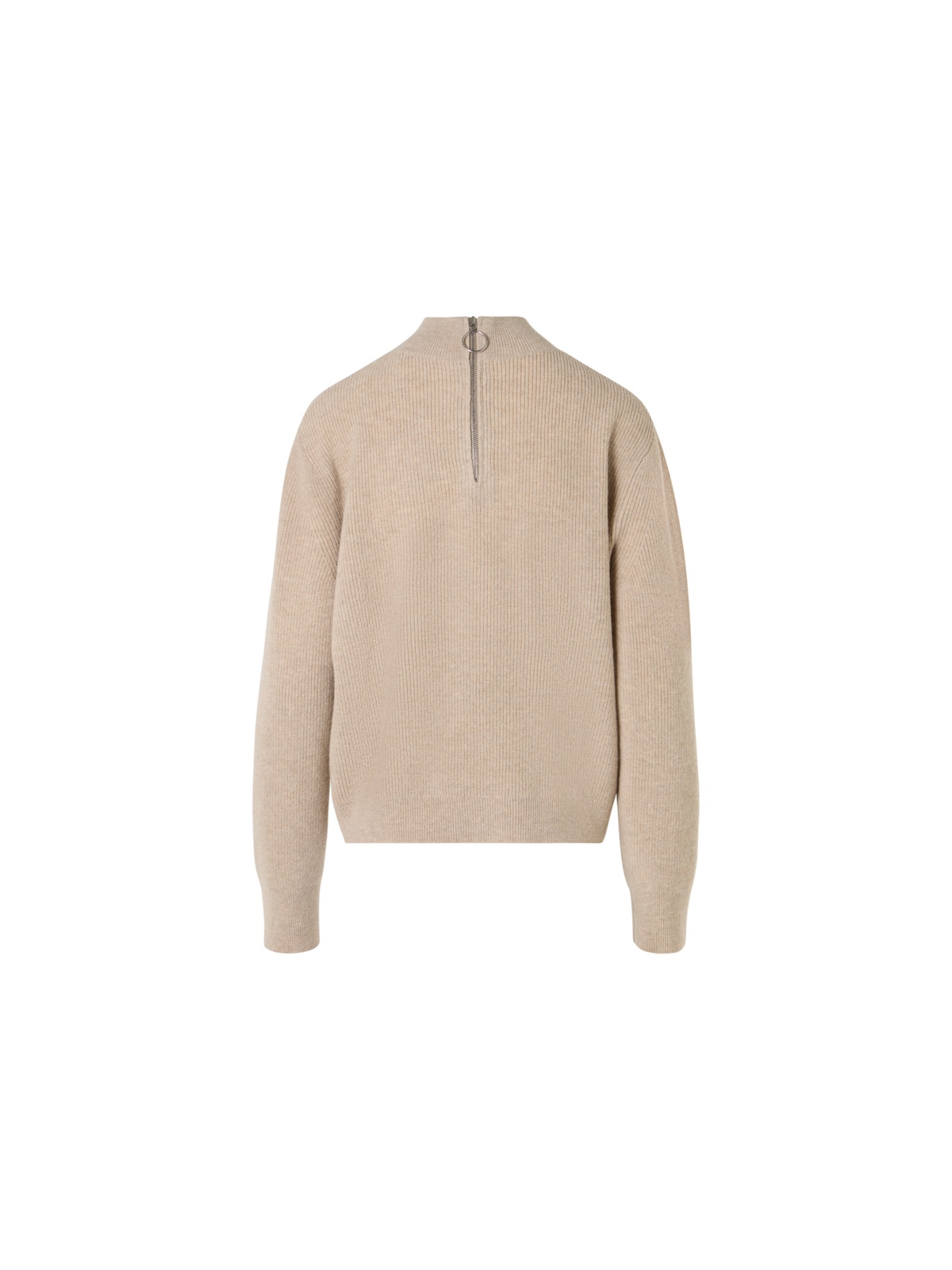 Designer Wolle-Kaschmir Pullover mit Stehkragen - Beige