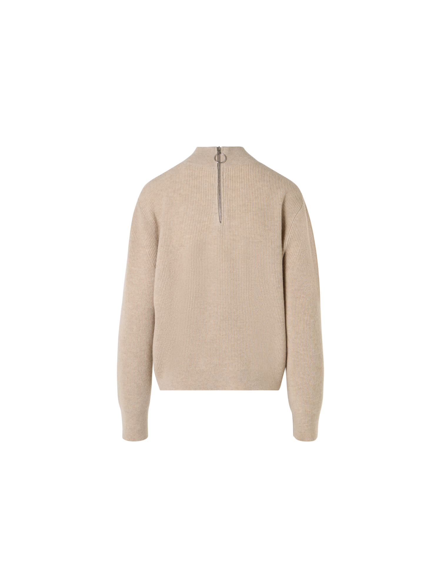 Designer Wolle-Kaschmir Pullover mit Stehkragen - Beige