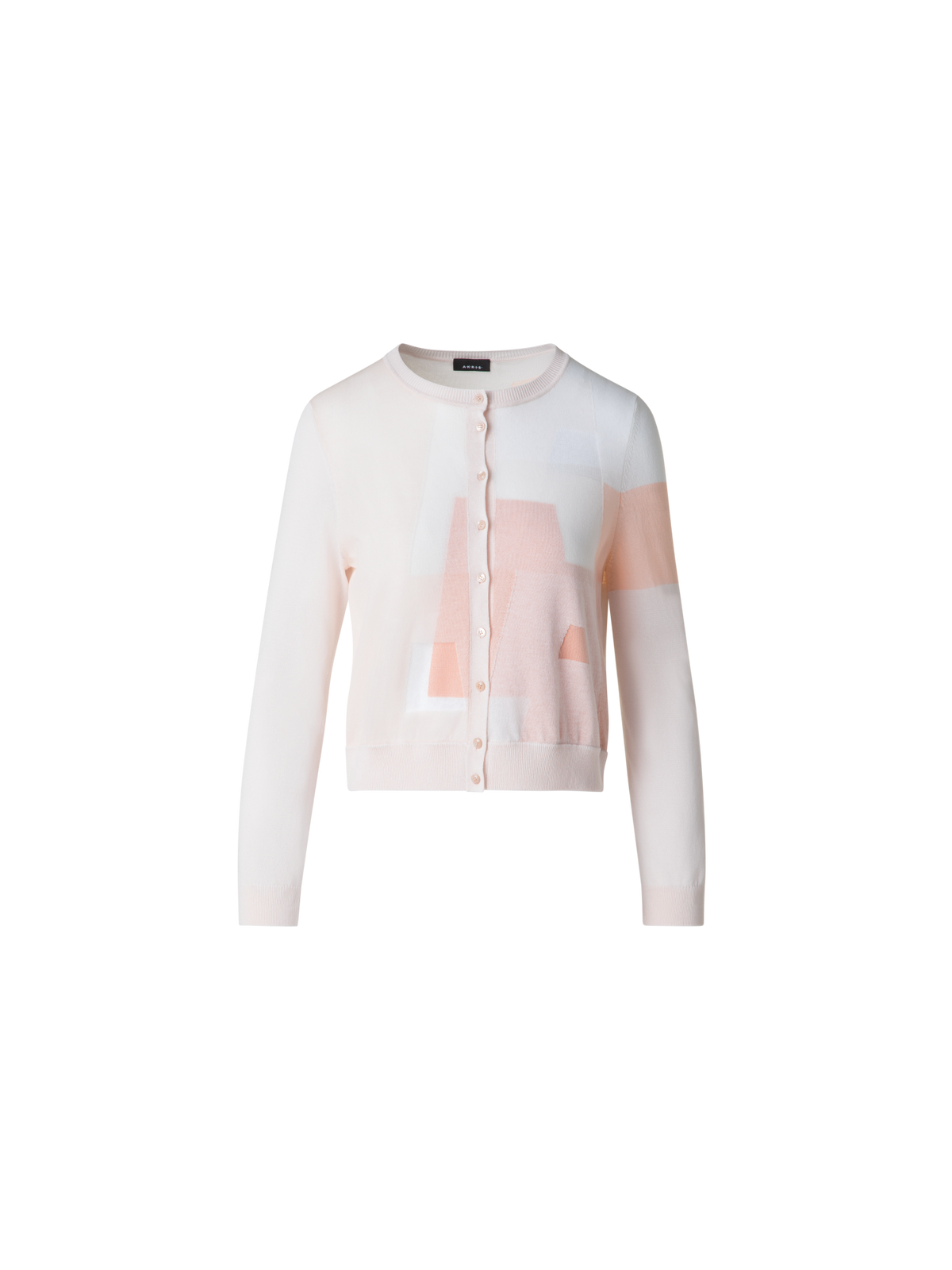 Designer Intarsien-Cardigan aus Leinenmischung - Bunt - Rosa