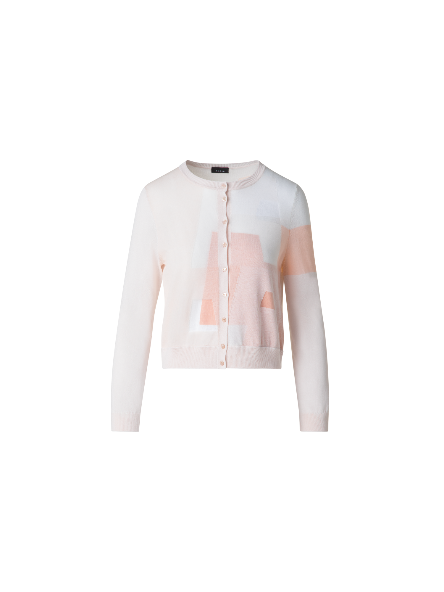 Designer Intarsien-Cardigan aus Leinenmischung - Bunt - Rosa