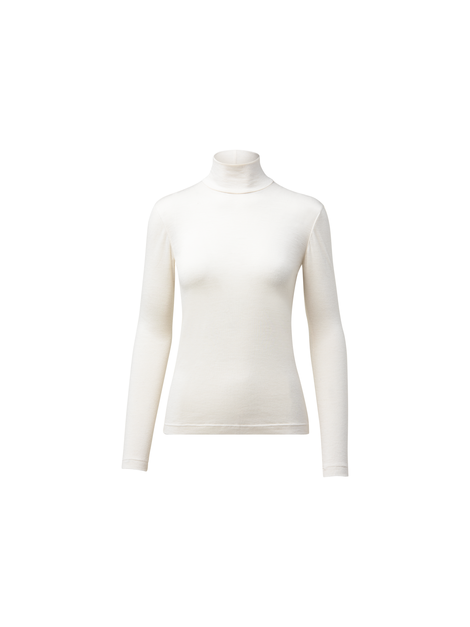 Designer Rollkragenpullover aus Kaschmir-Seiden-Jersey - Ecru - Weiss