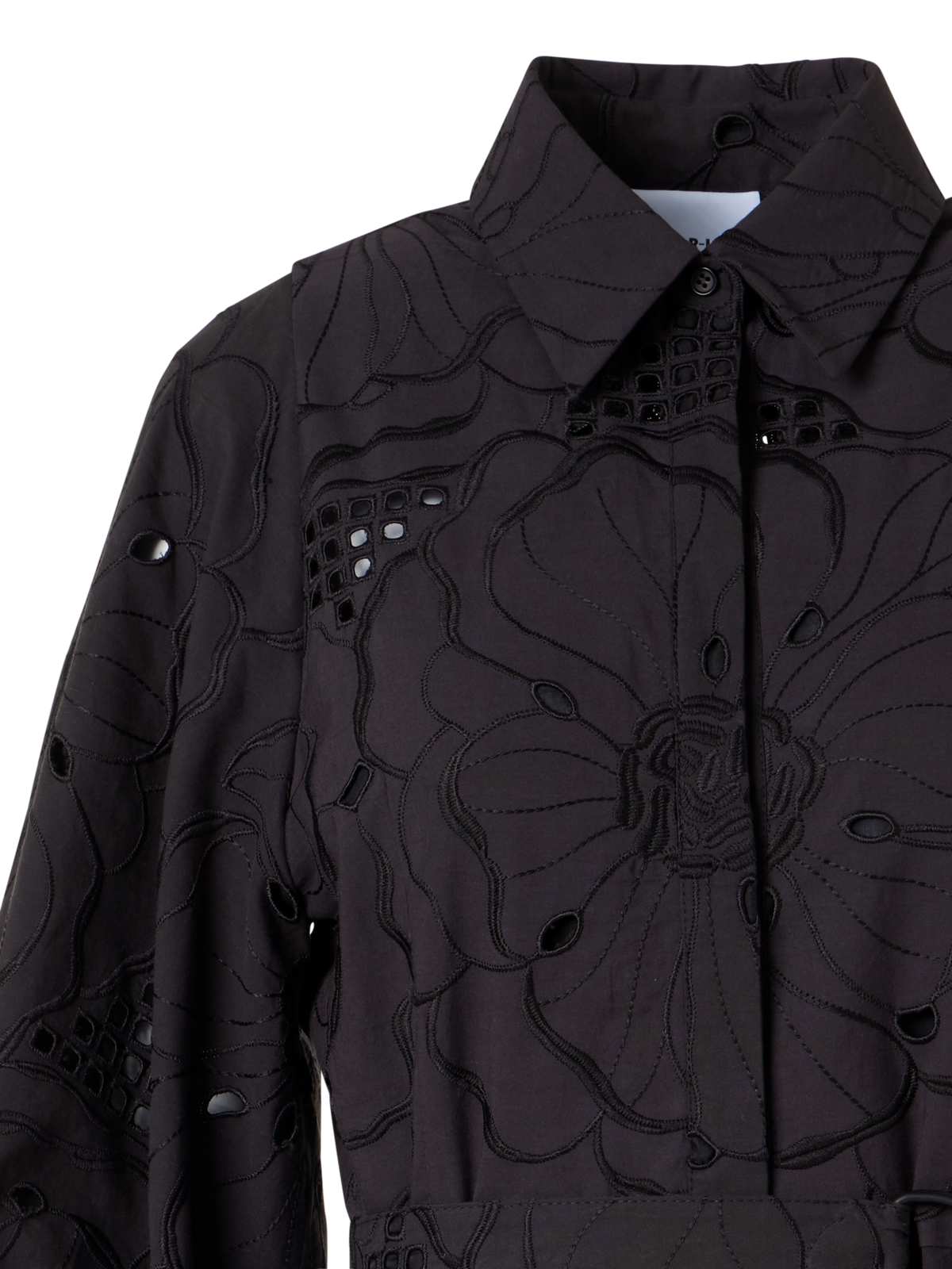 Designer Midikleid mit Blumen-Lochstickerei - Schwarz